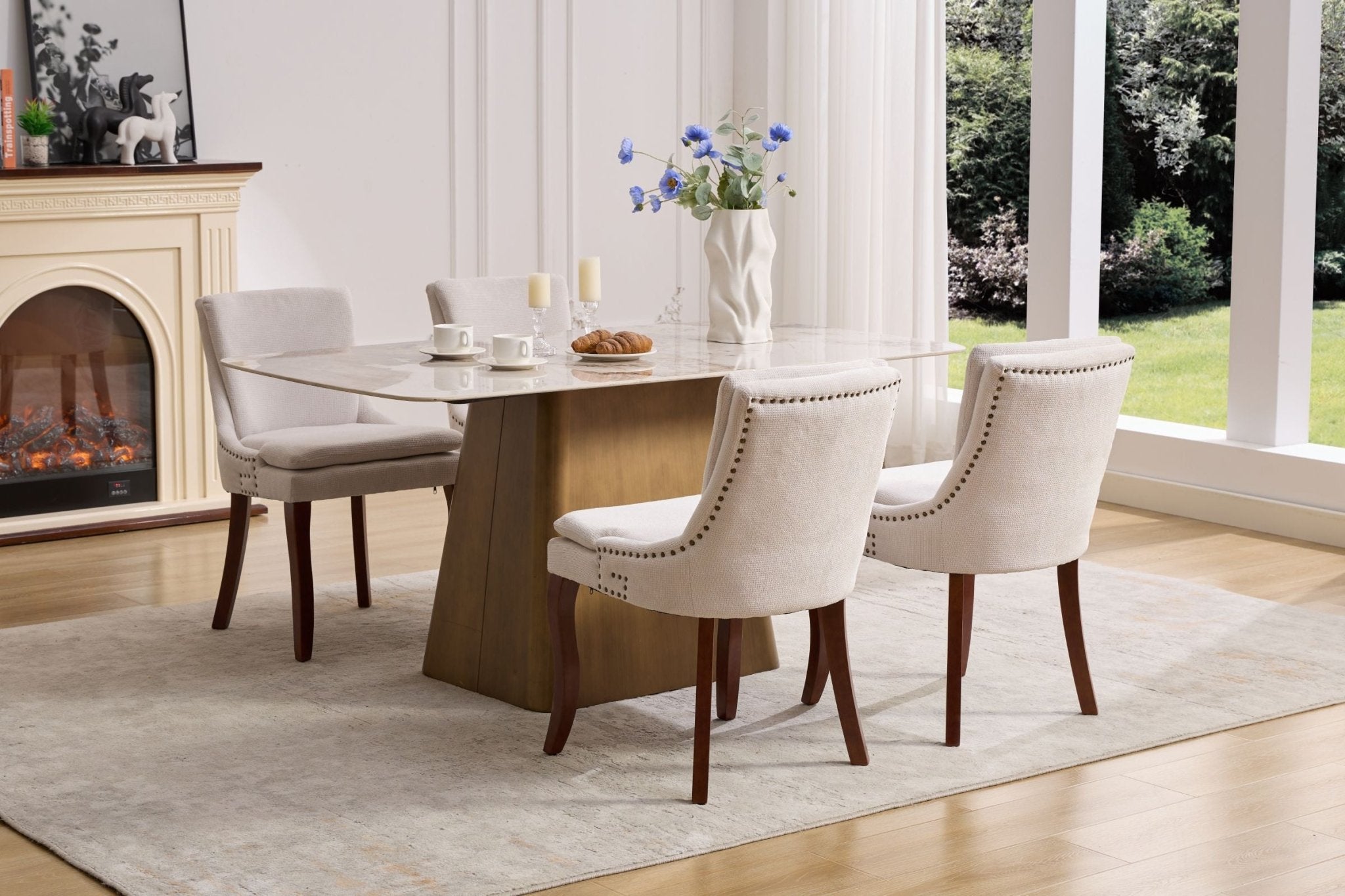 Two double-layer soft-padded Chenille side lounge chairs（beige） - KiKiUMi