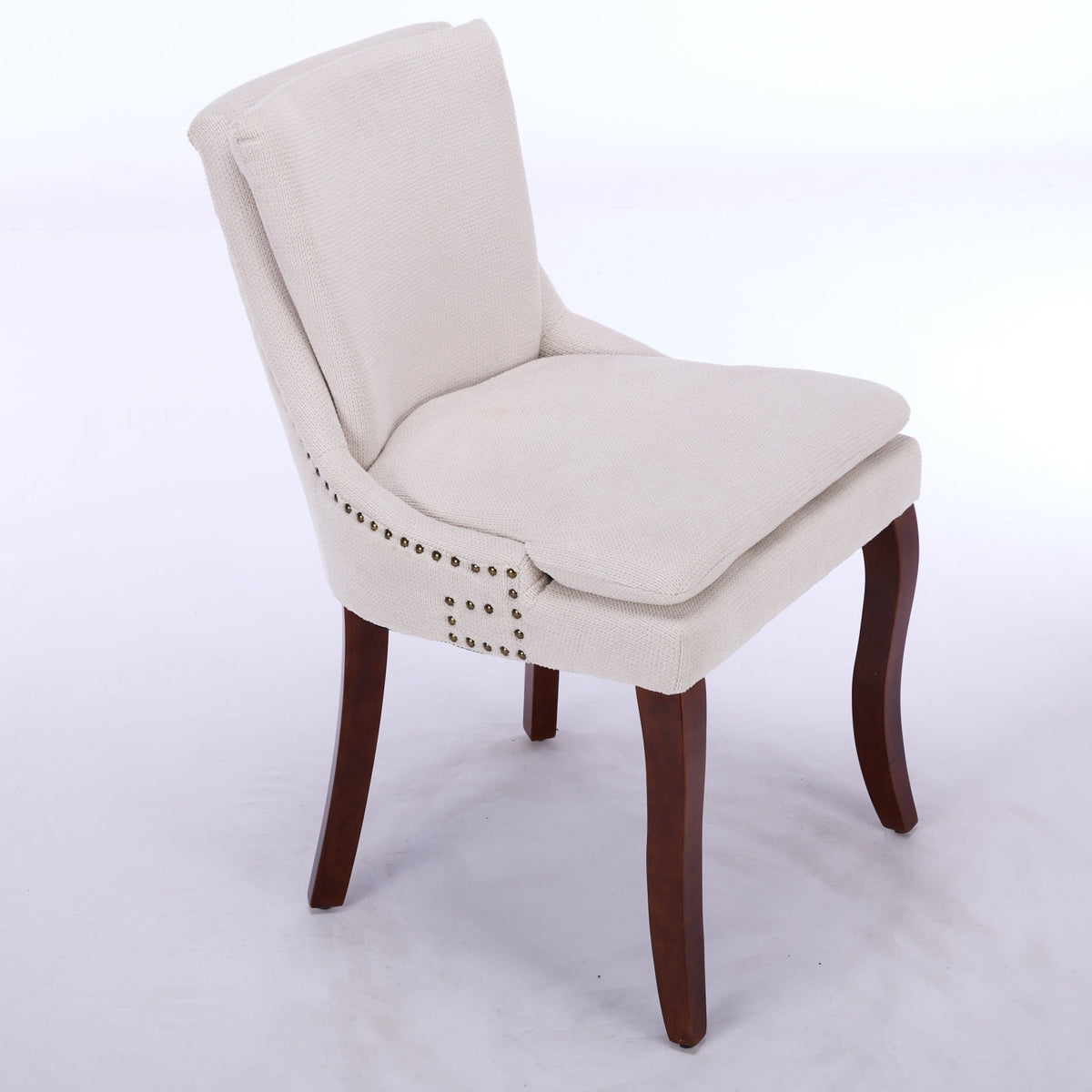Two double-layer soft-padded Chenille side lounge chairs（beige） - KiKiUMi