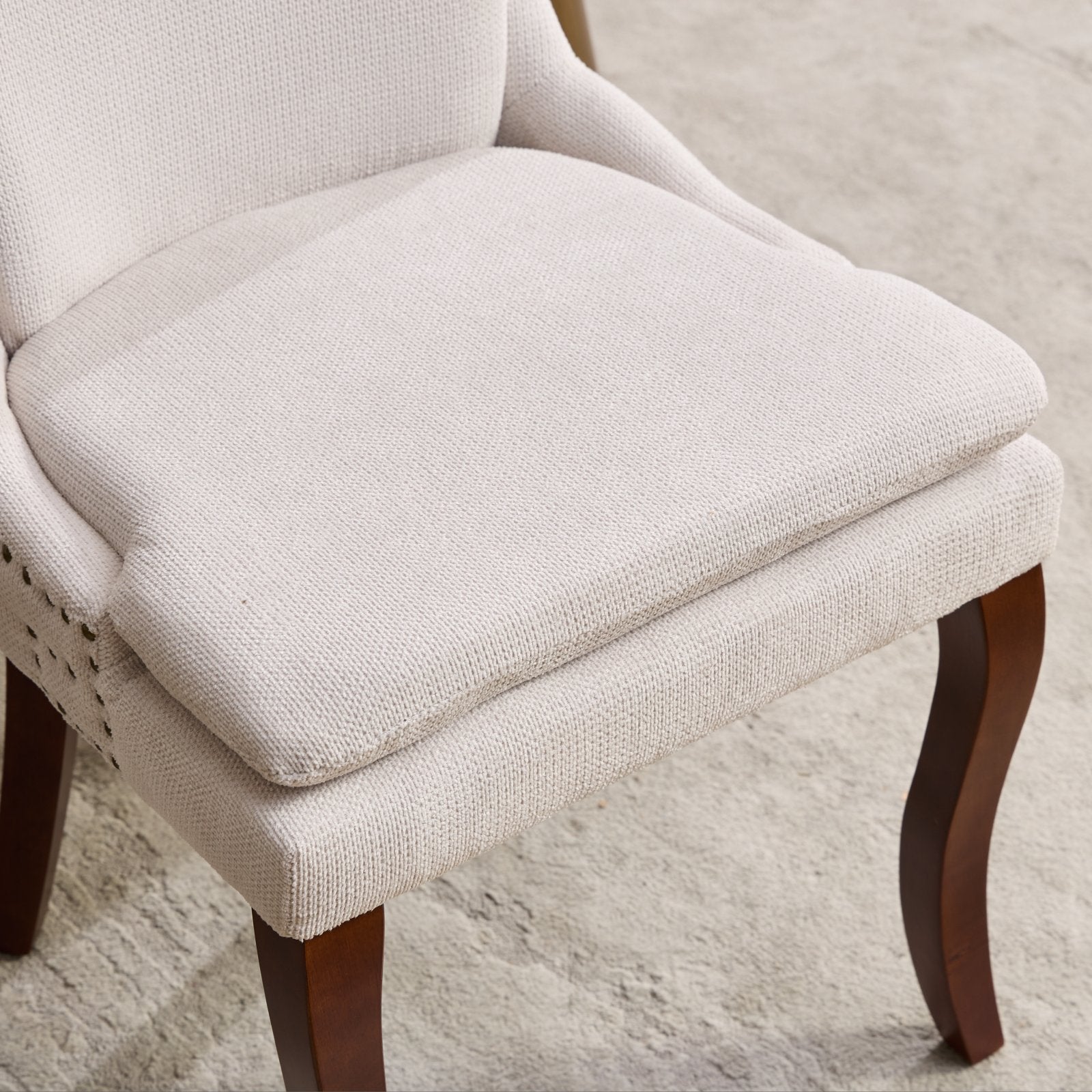 Two double-layer soft-padded Chenille side lounge chairs（beige） - KiKiUMi