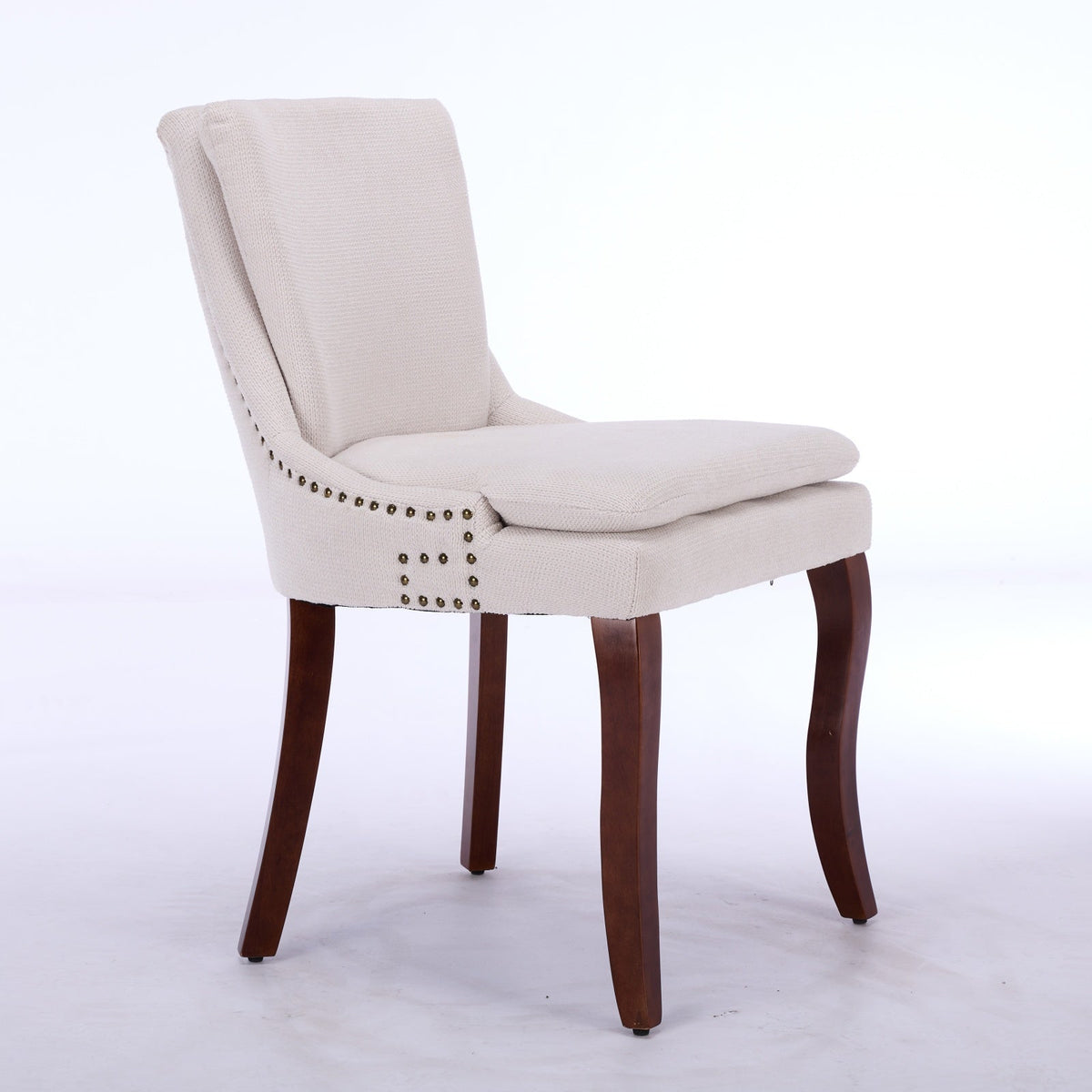 Two double-layer soft-padded Chenille side lounge chairs（beige） - KiKiUMi