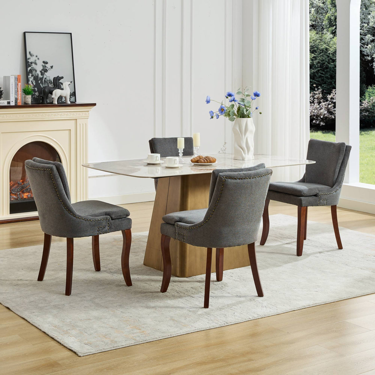 Two double-layer soft-padded Chenille side lounge chairs（gray） - KiKiUMi