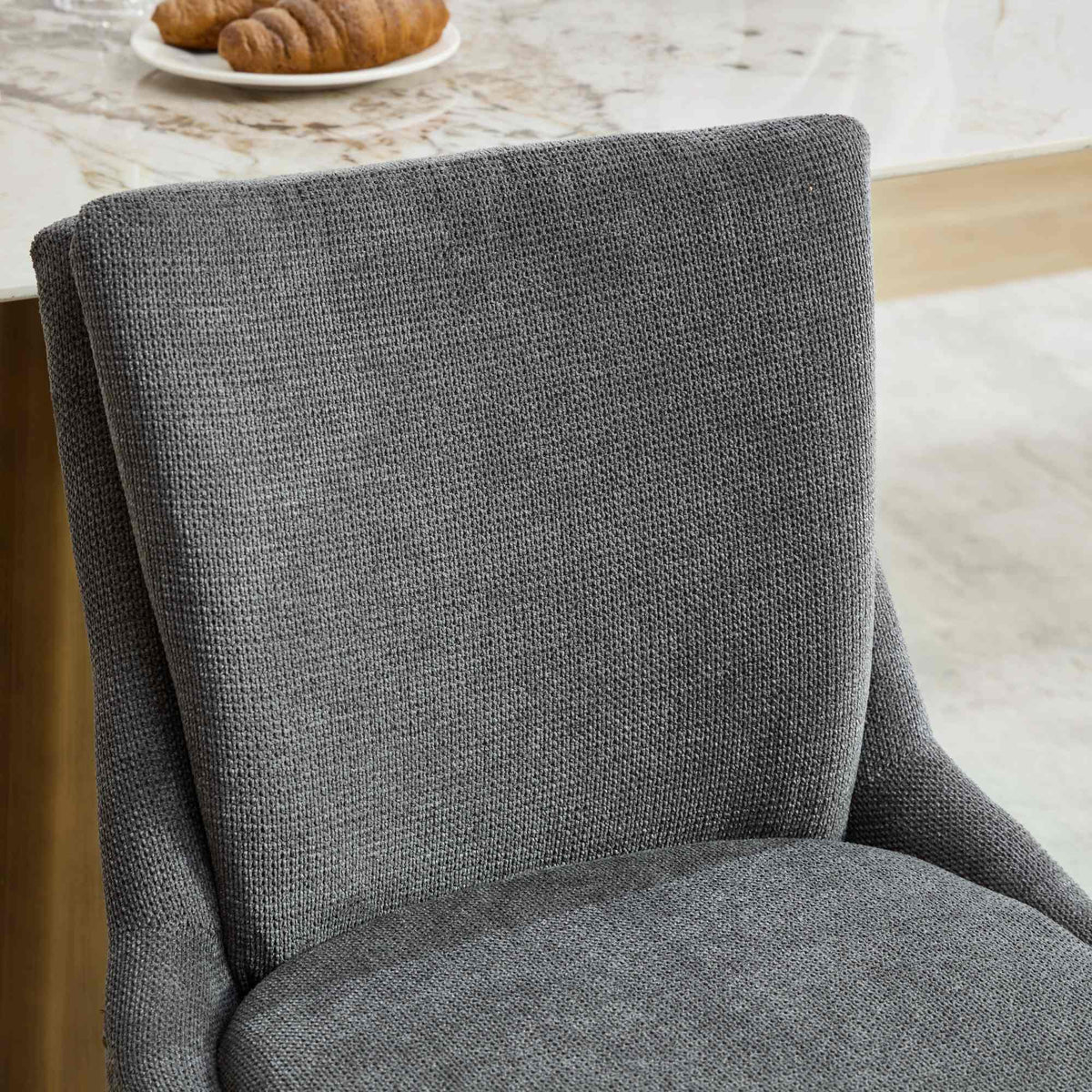 Two double-layer soft-padded Chenille side lounge chairs（gray） - KiKiUMi