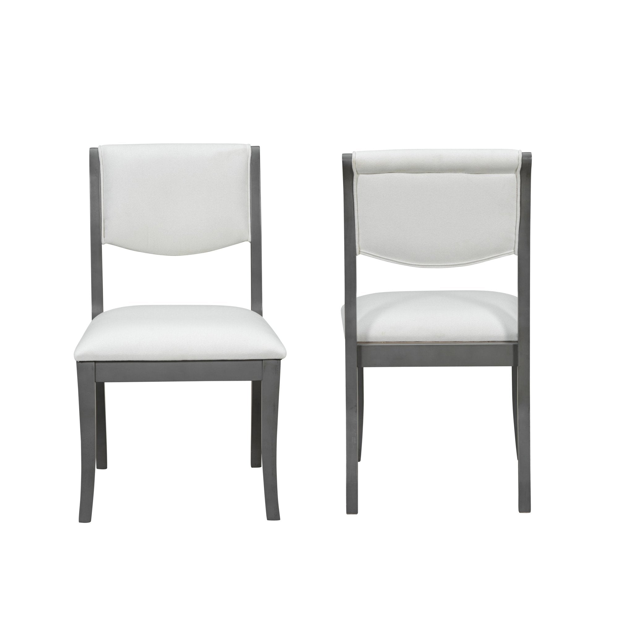 Two elegant curved upholstered dining chairs（grey+white） - KiKiUMi