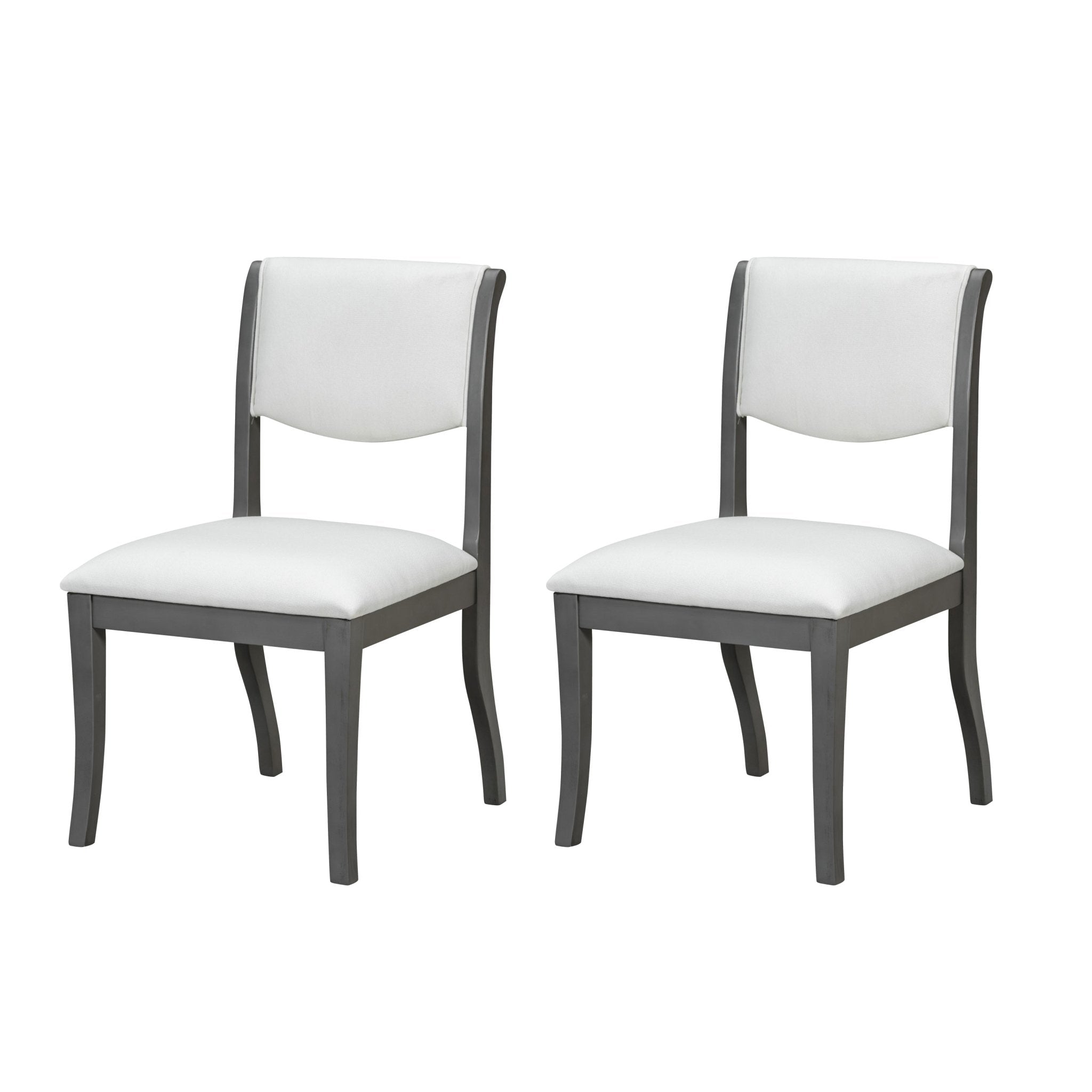 Two elegant curved upholstered dining chairs（grey+white） - KiKiUMi