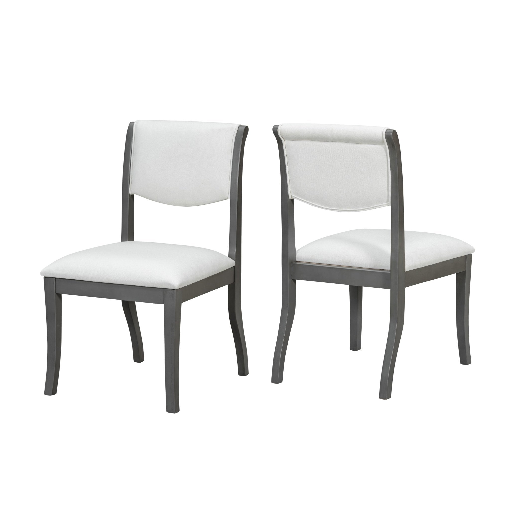 Two elegant curved upholstered dining chairs（grey+white） - KiKiUMi