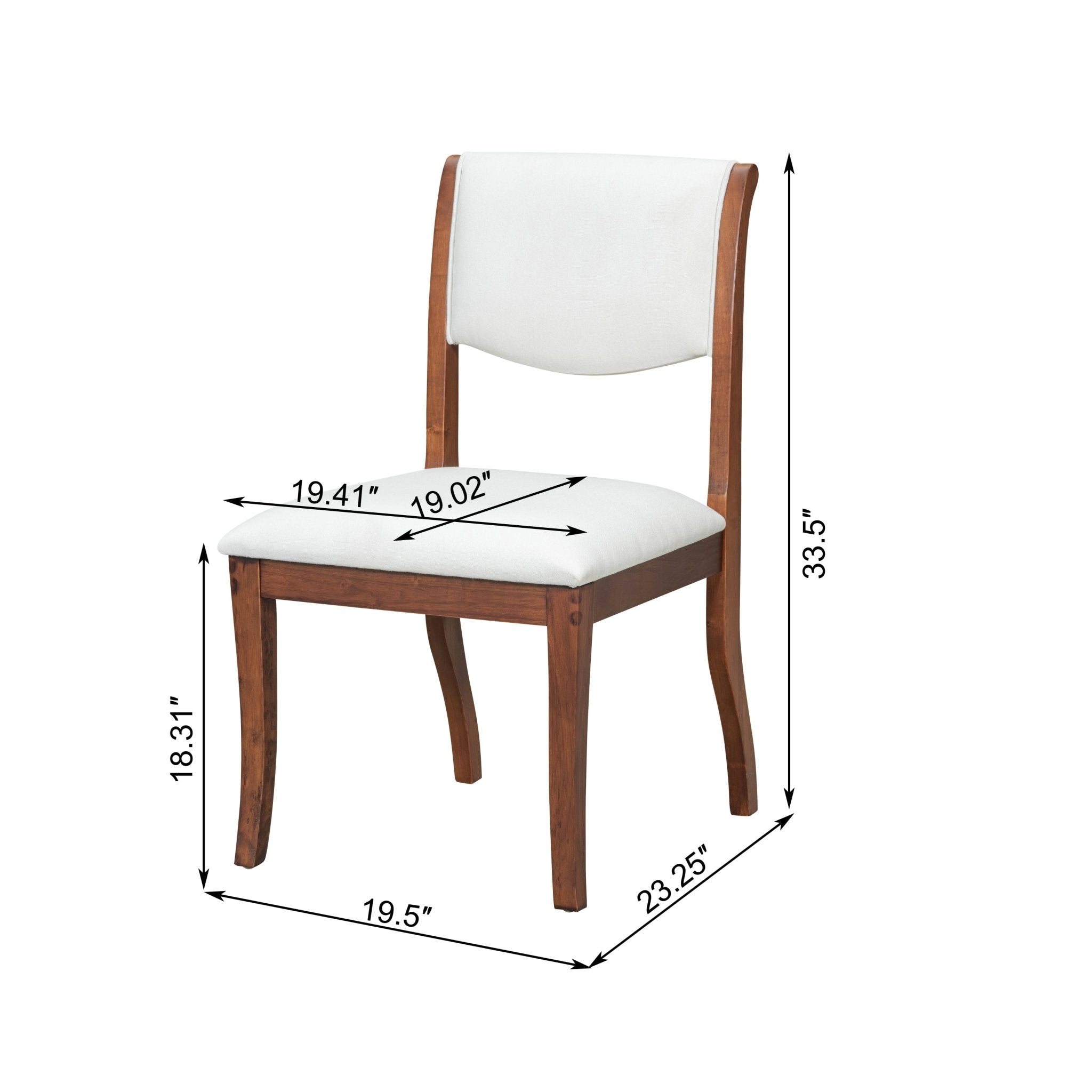 Two elegant curved upholstered dining chairs（white+walnut） - KiKiUMi