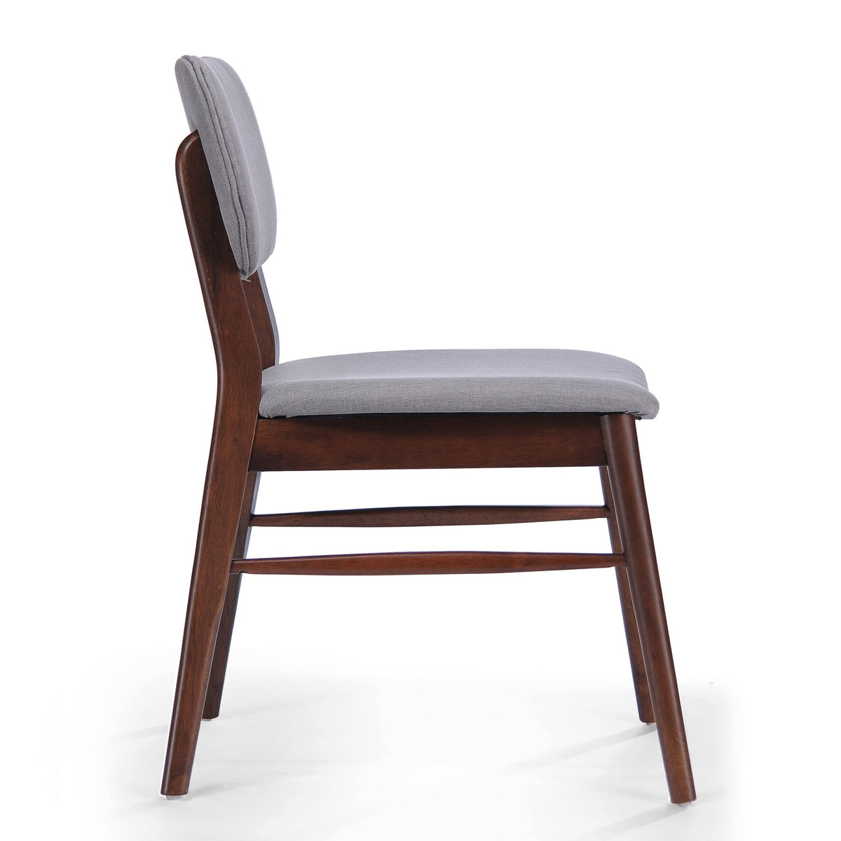 Two mid-century upholded dining chairs (walnut wood + light grey) - KiKiUMi