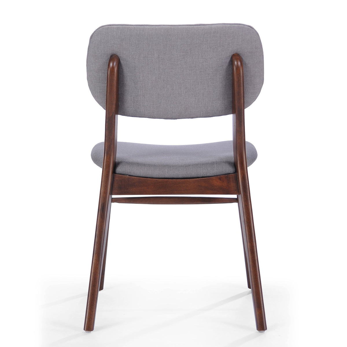 Two mid-century upholded dining chairs (walnut wood + light grey) - KiKiUMi