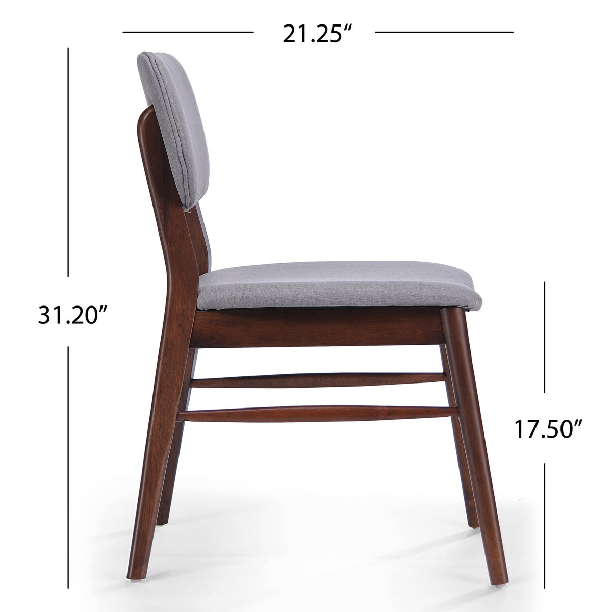 Two mid-century upholded dining chairs (walnut wood + light grey) - KiKiUMi