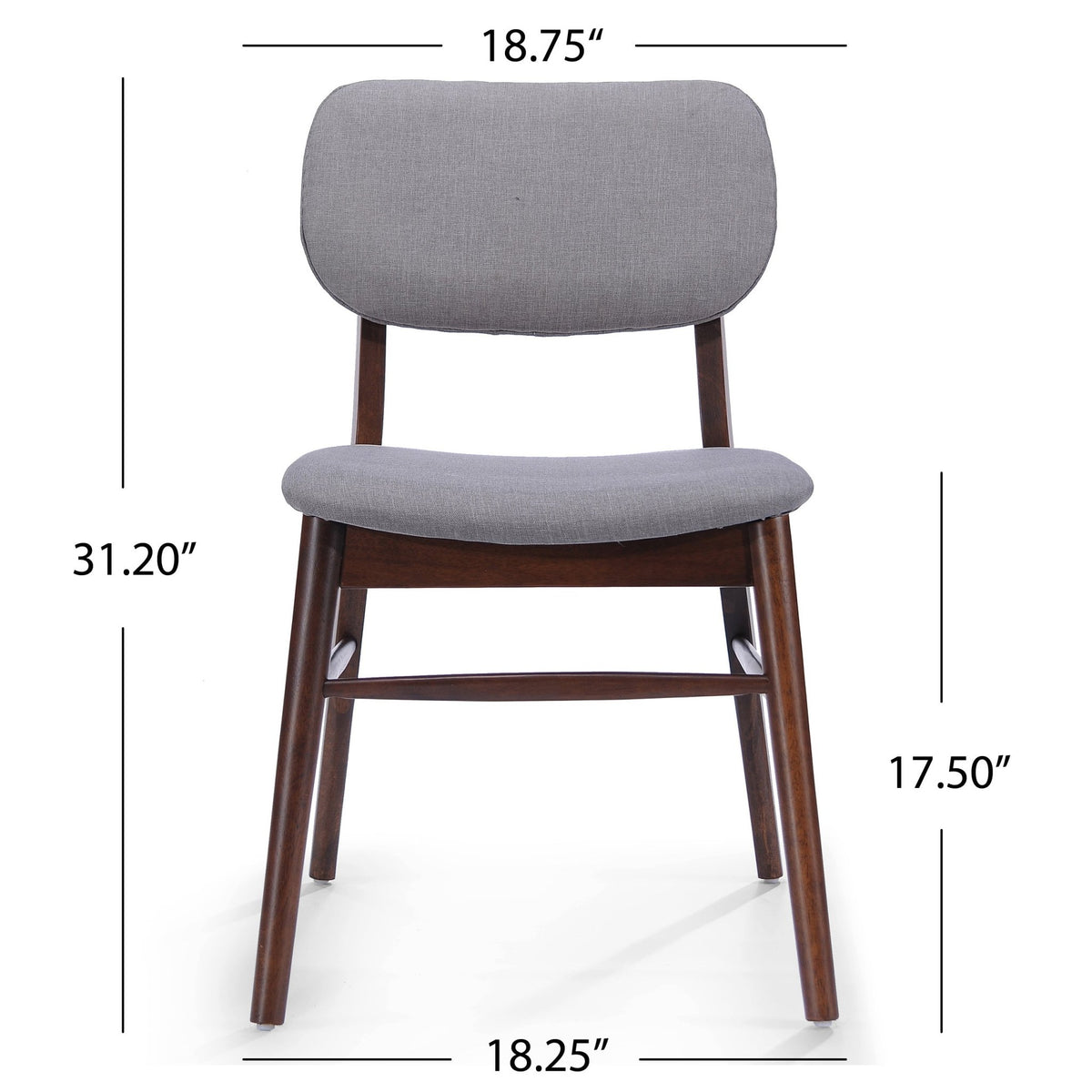 Two mid-century upholded dining chairs (walnut wood + light grey) - KiKiUMi