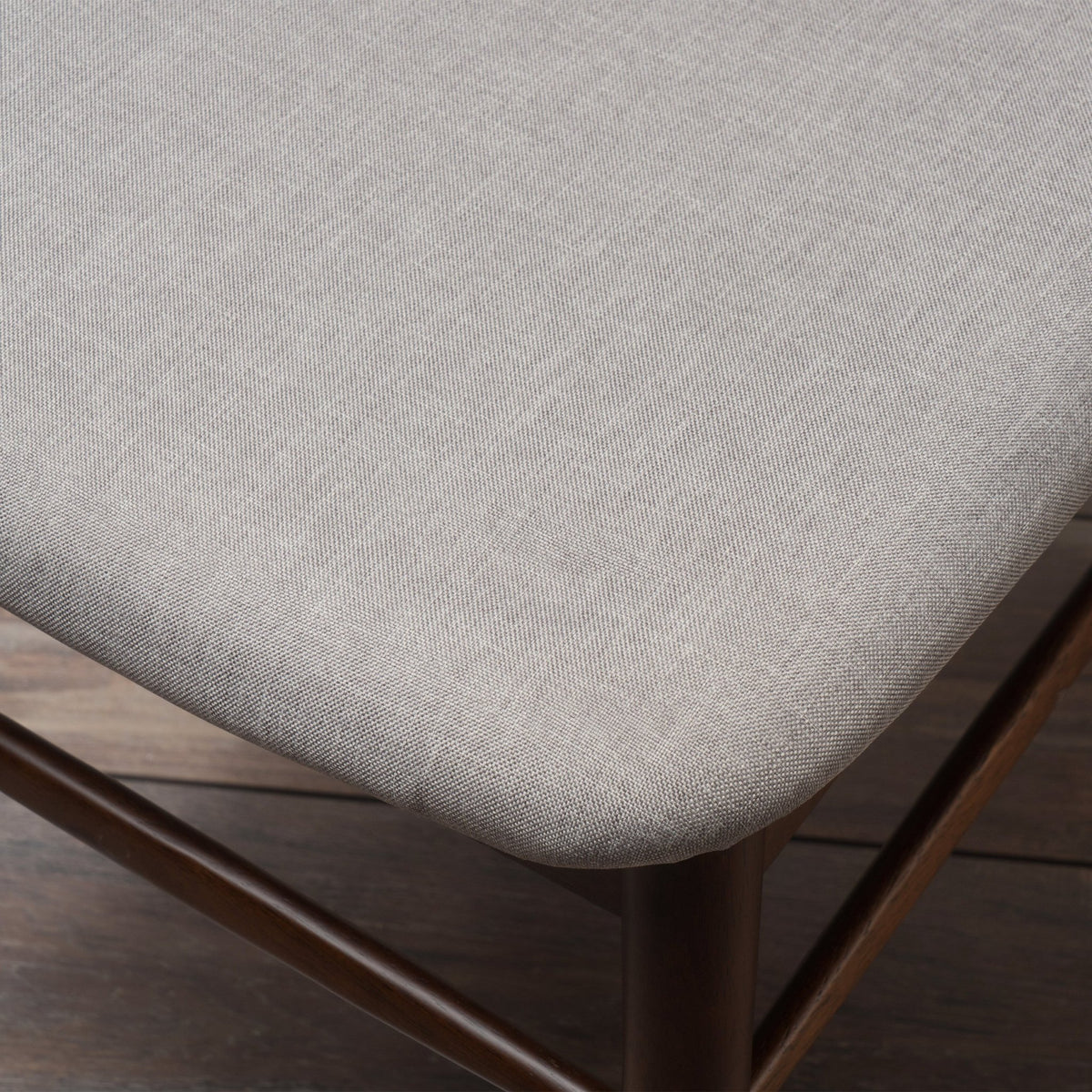 Two mid-century upholded dining chairs (walnut wood + light grey) - KiKiUMi