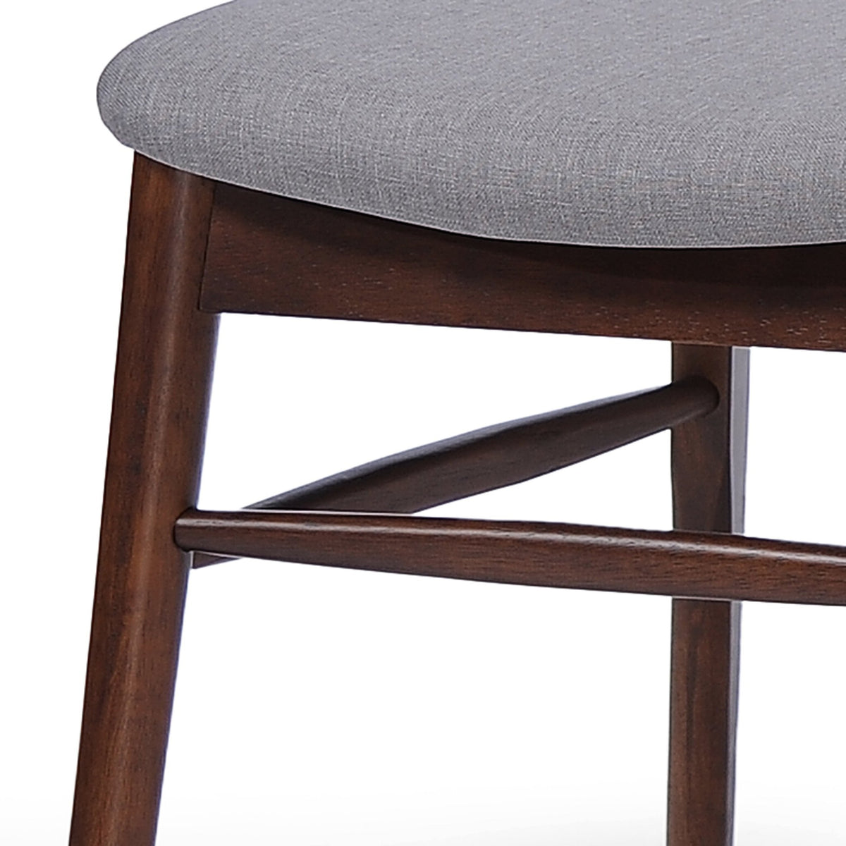 Two mid-century upholded dining chairs (walnut wood + light grey) - KiKiUMi