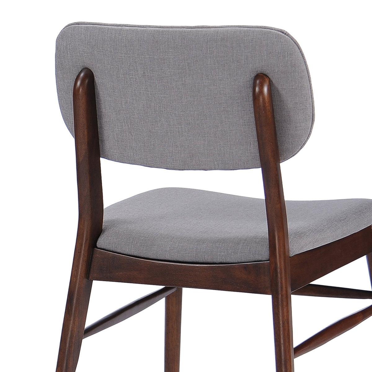 Two mid-century upholded dining chairs (walnut wood + light grey) - KiKiUMi
