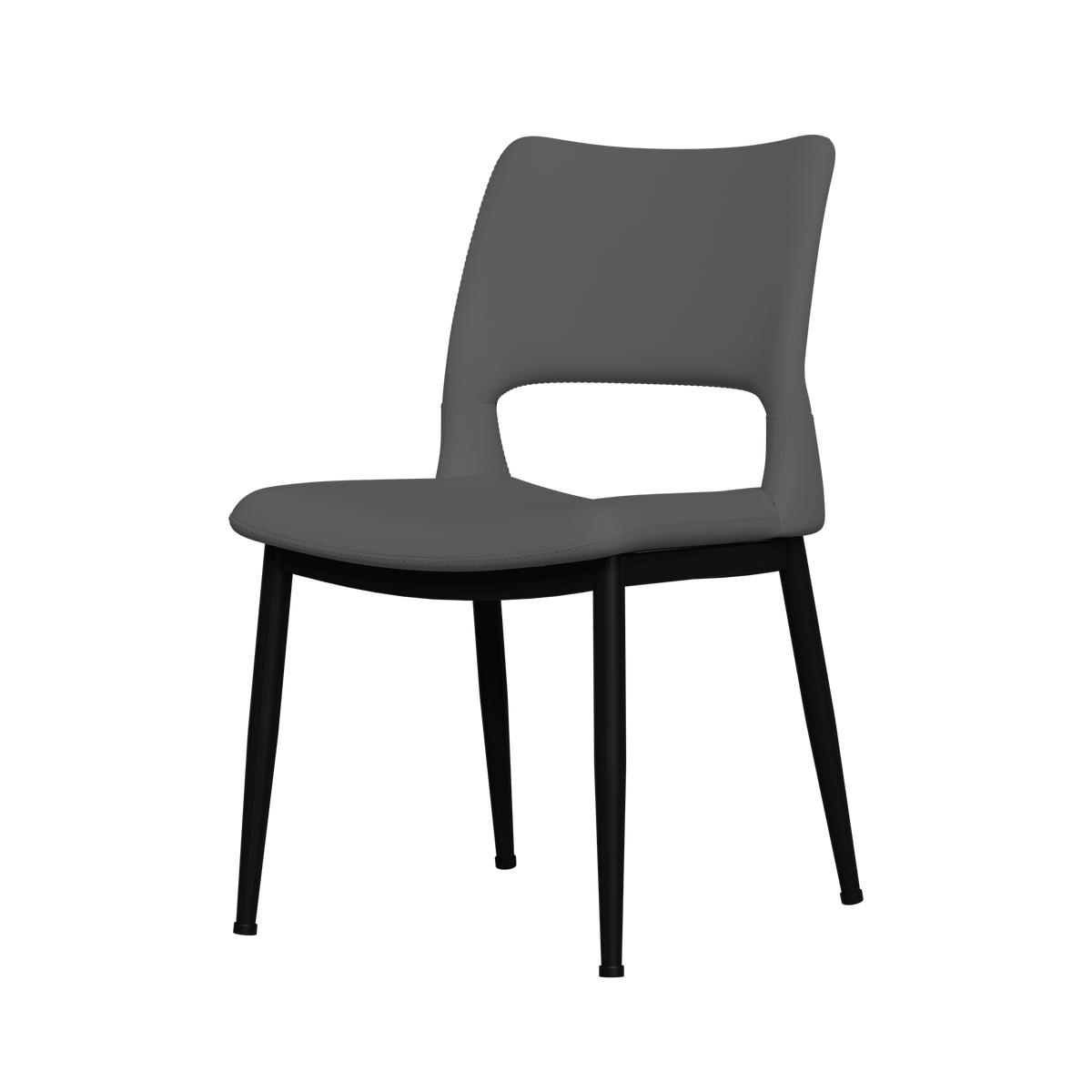 Two modern and simple PU leather dining chairs（grey） - KiKiUMi