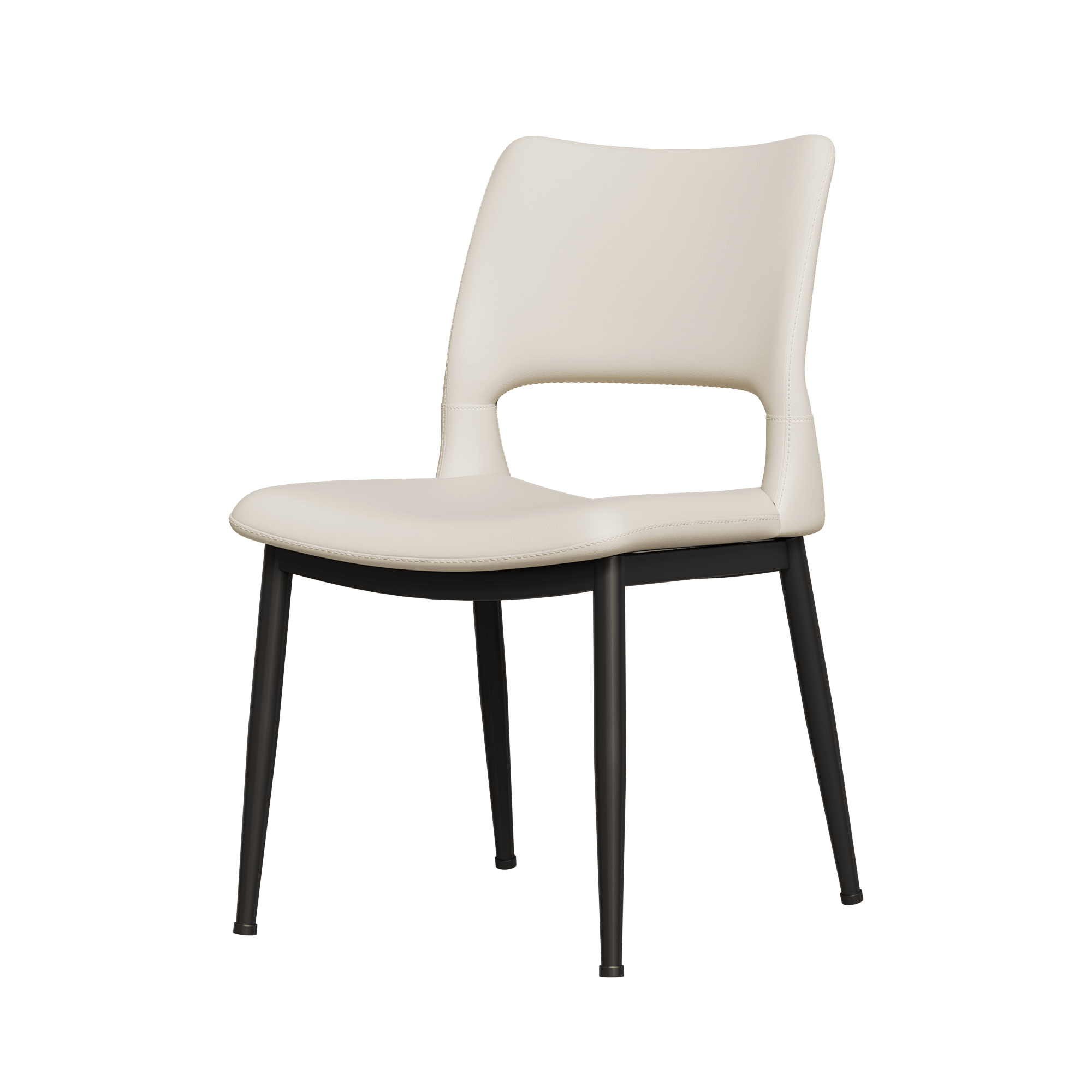 Two modern and simple PU leather dining chairs（white） - KiKiUMi