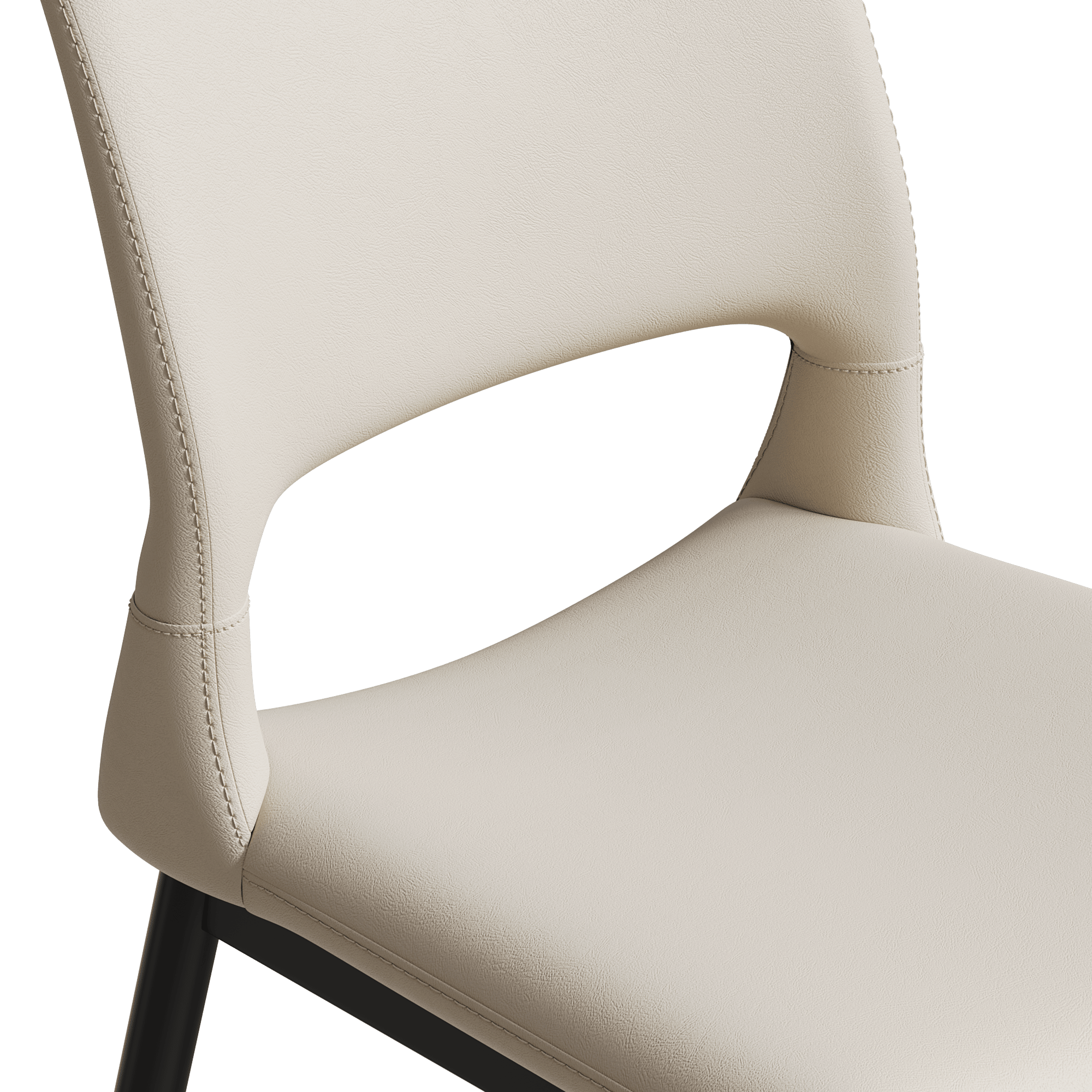 Two modern and simple PU leather dining chairs（white） - KiKiUMi
