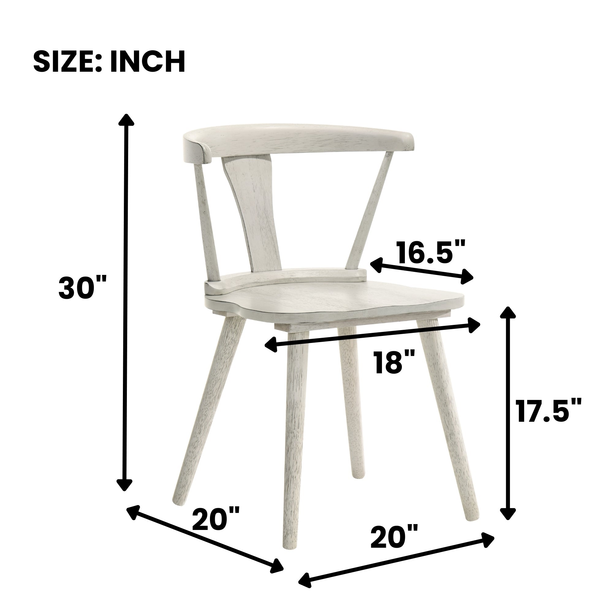 Two modern design solid wood country dining chairs for the farmhouse（ white） - KiKiUMi