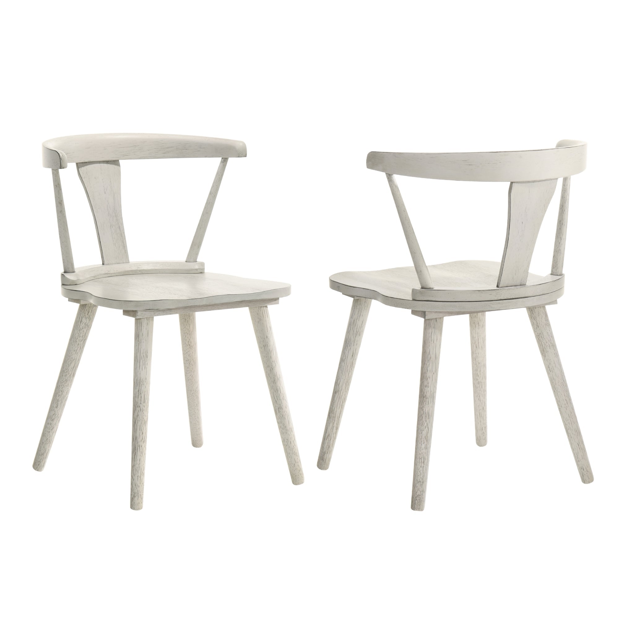 Two modern design solid wood country dining chairs for the farmhouse（ white） - KiKiUMi