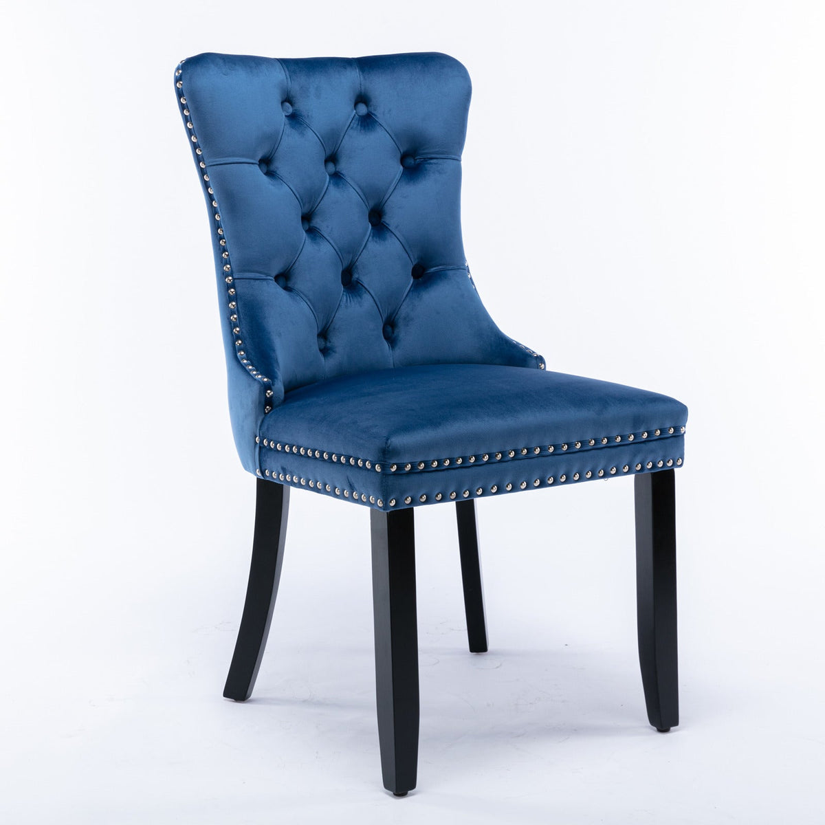 Two-piece velvet upholstered bar stool set (blue) - KiKiUMi