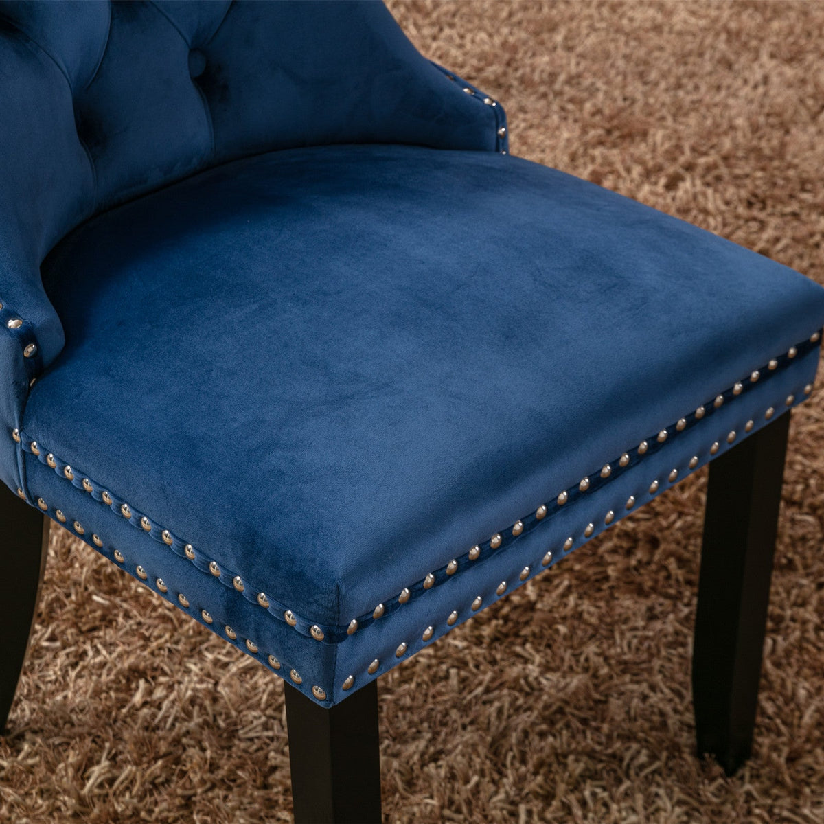 Two-piece velvet upholstered bar stool set (blue) - KiKiUMi