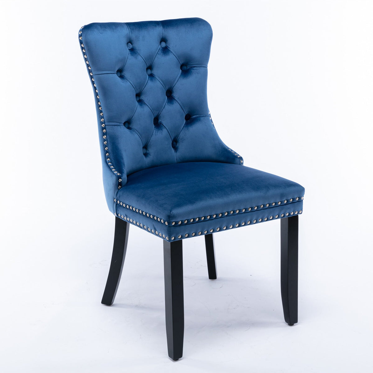 Two-piece velvet upholstered bar stool set (blue) - KiKiUMi