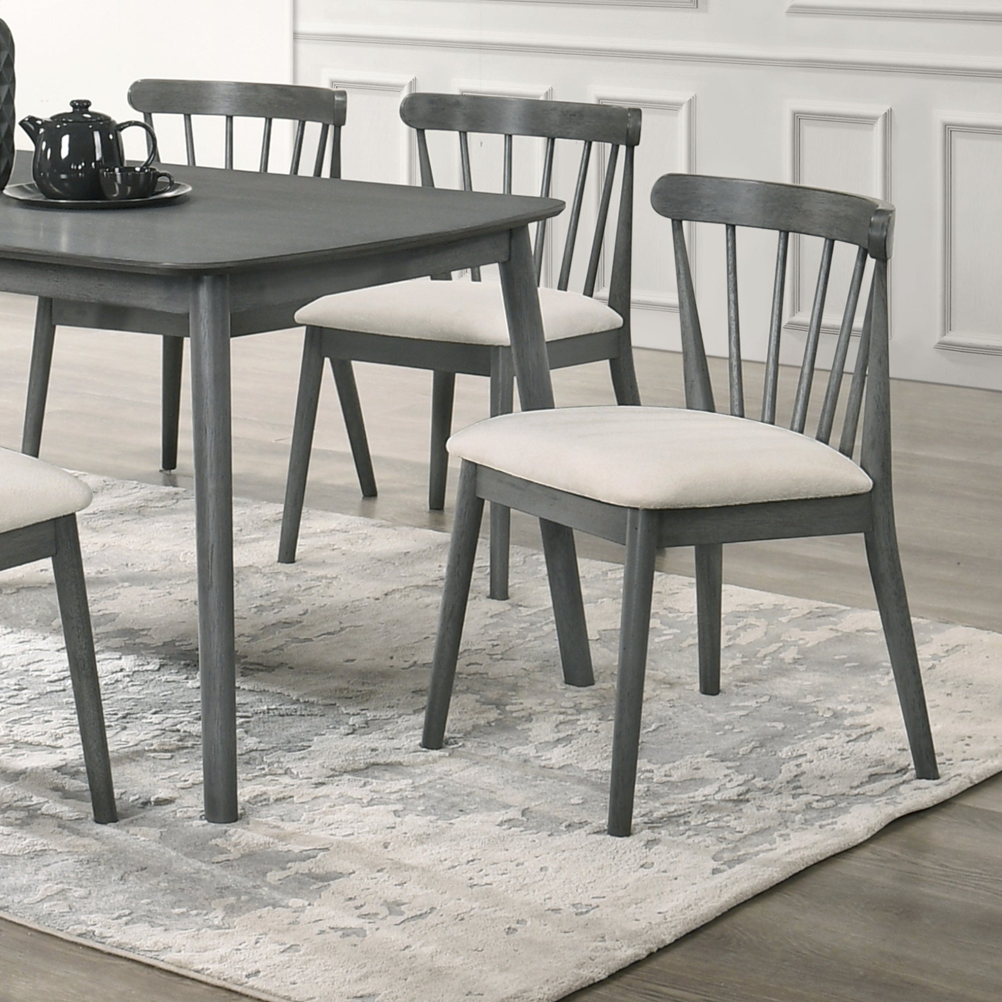 Two solid wood dining chairs in a rural style（gray） - KiKiUMi