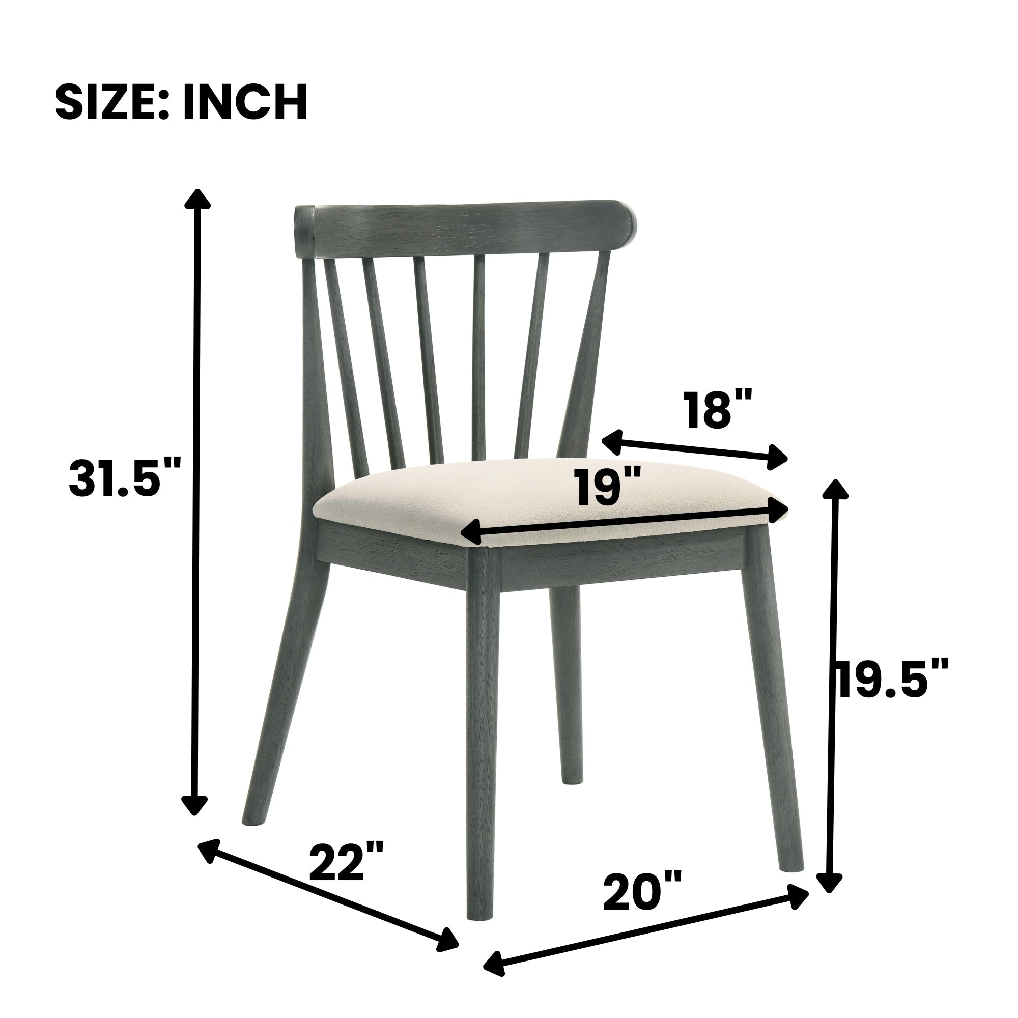 Two solid wood dining chairs in a rural style（gray） - KiKiUMi