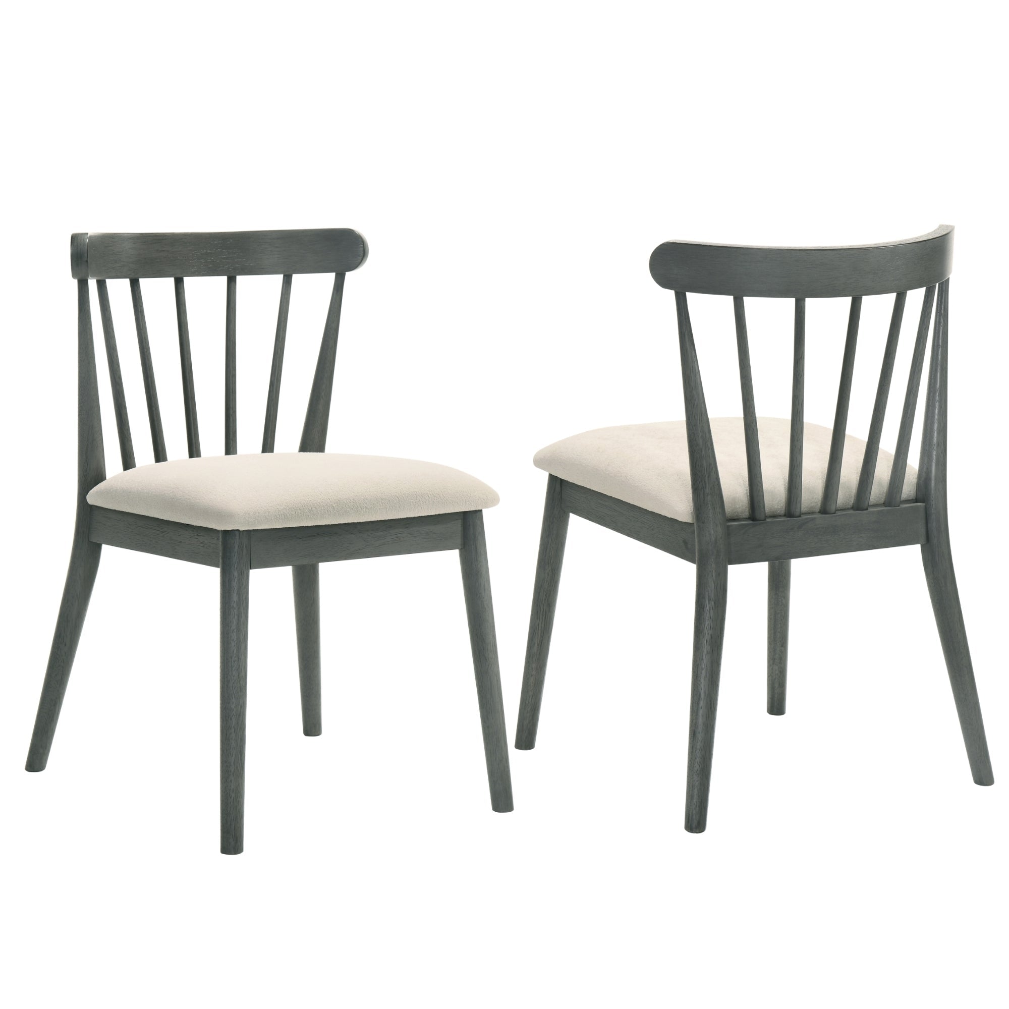 Two solid wood dining chairs in a rural style（gray） - KiKiUMi
