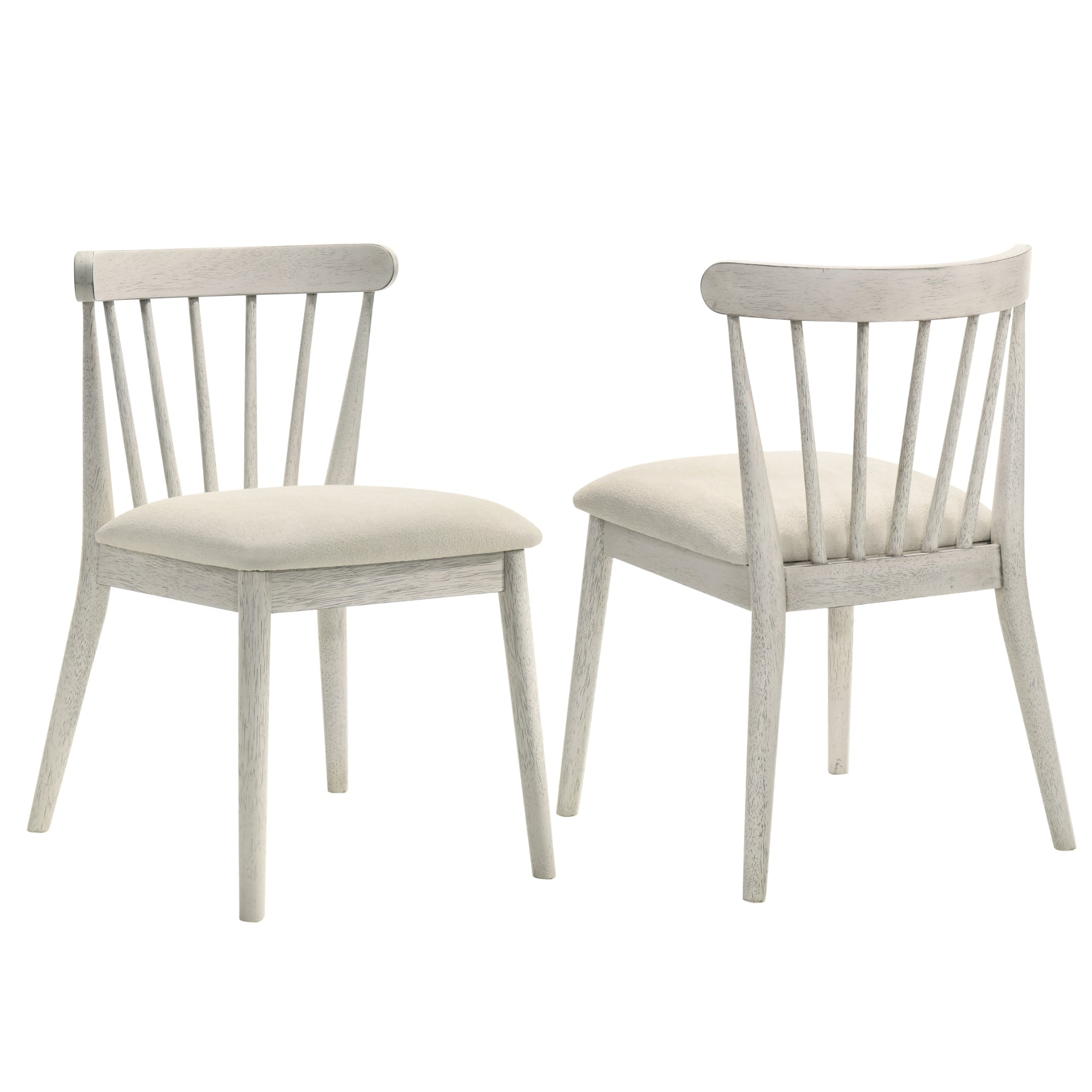 Two solid wood dining chairs in a rural style（white） - KiKiUMi