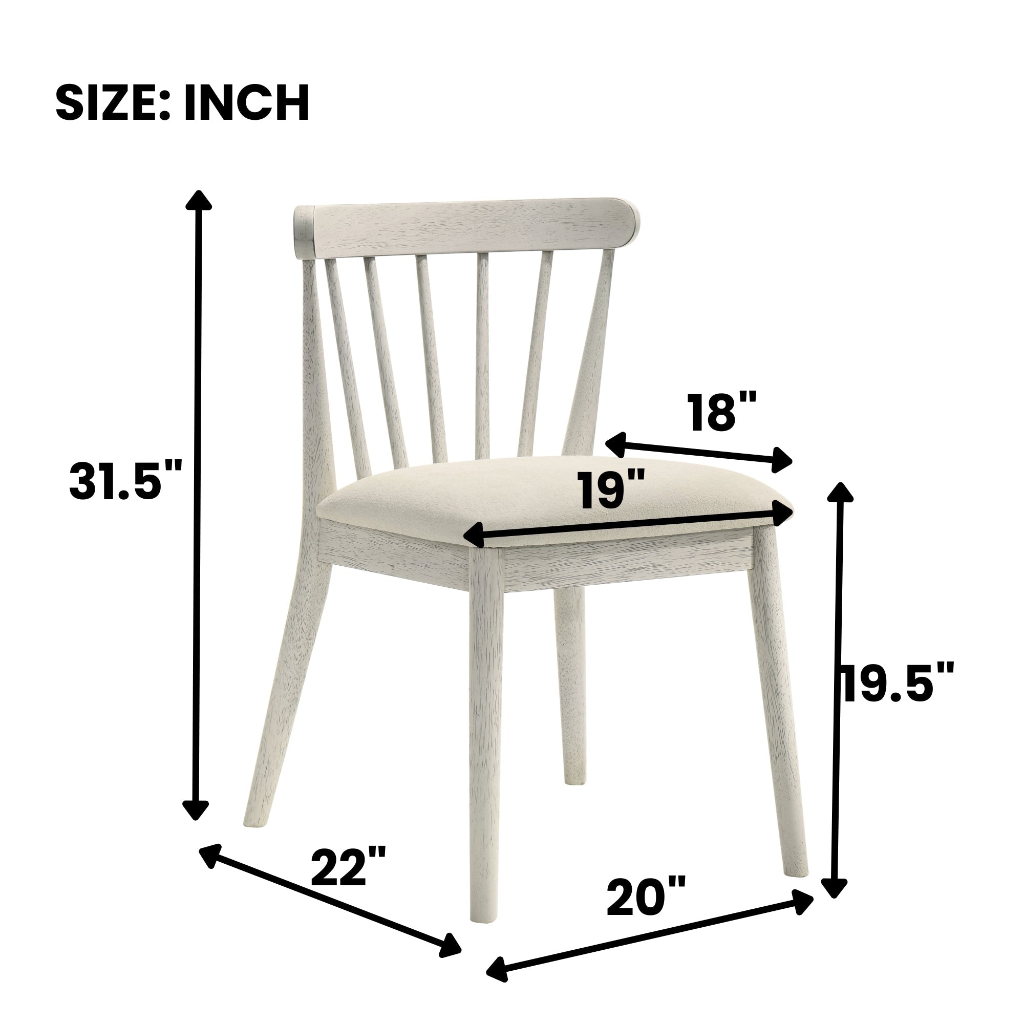 Two solid wood dining chairs in a rural style（white） - KiKiUMi