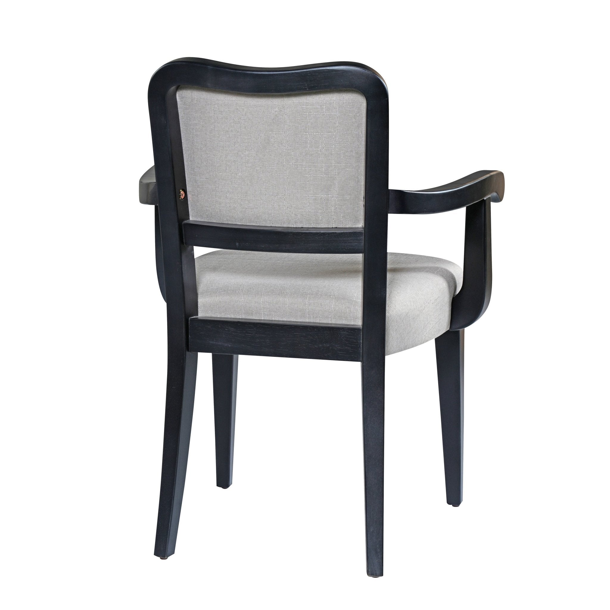 Two traditional curved armrest upholstered dining chairs（beige+black） - KiKiUMi