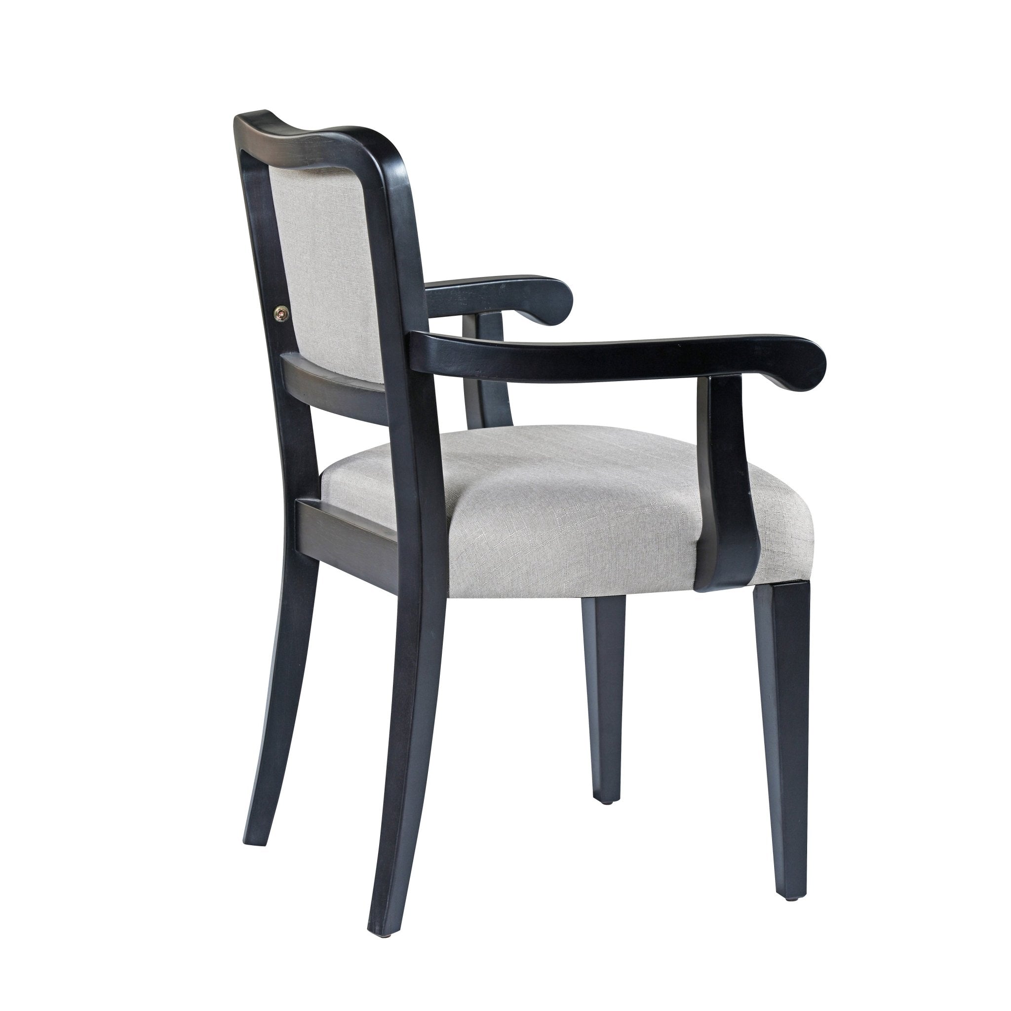 Two traditional curved armrest upholstered dining chairs（beige+black） - KiKiUMi
