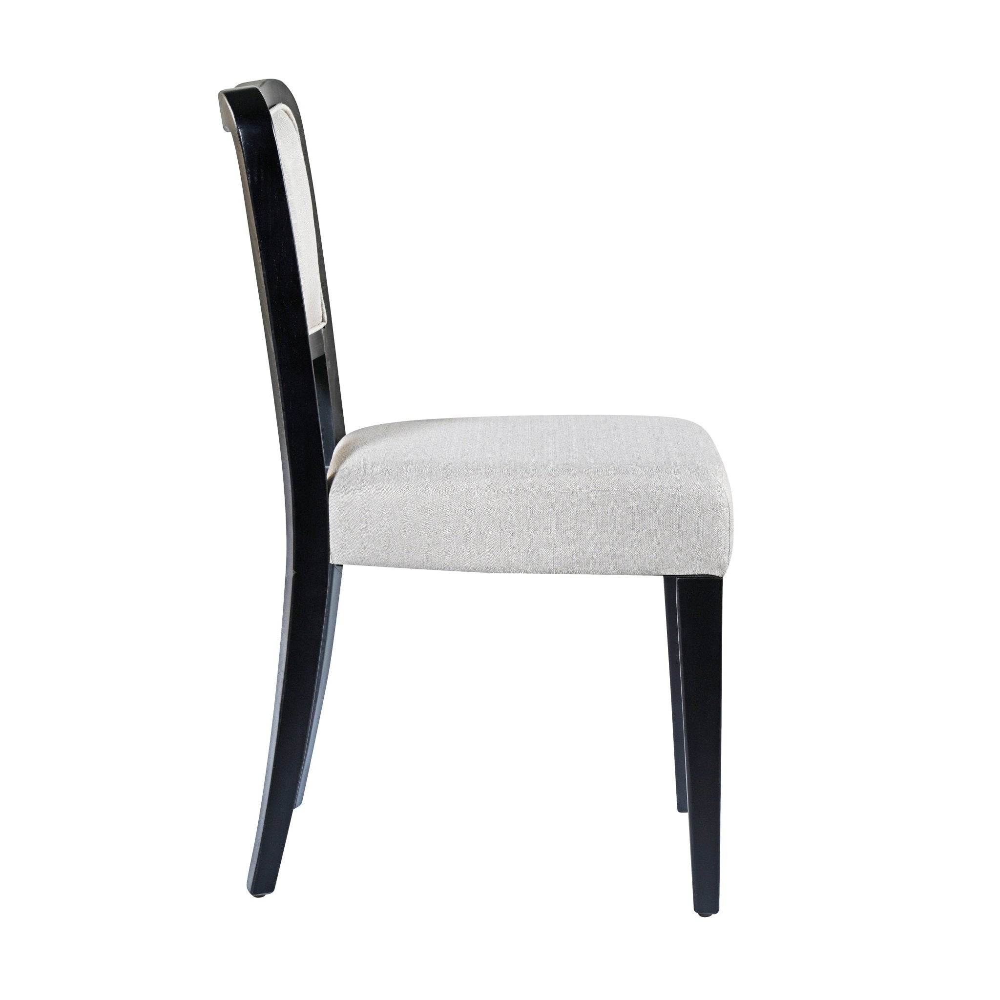 Two traditional curved black walnut veneered upholstered dining chairs（beige+black） - KiKiUMi