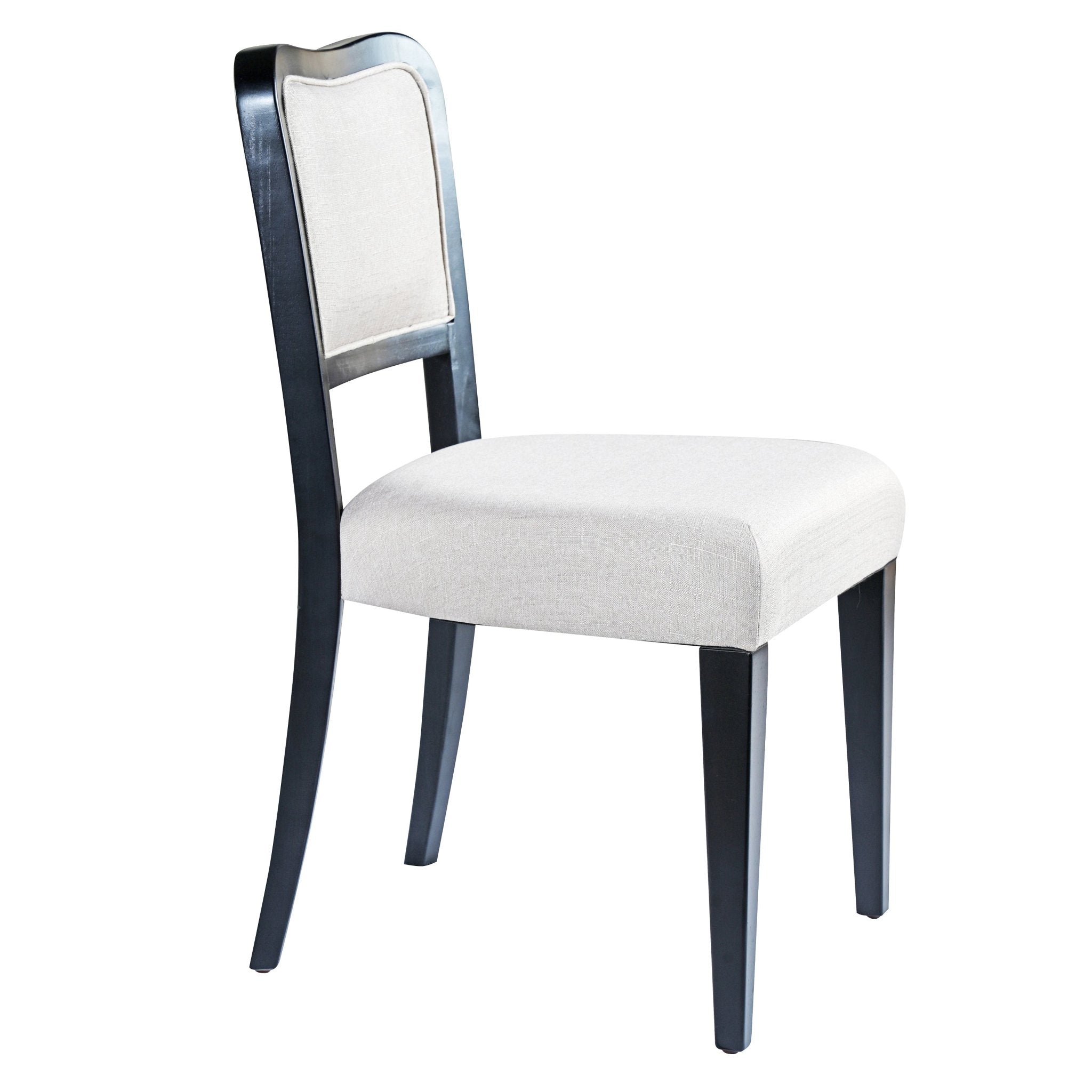 Two traditional curved black walnut veneered upholstered dining chairs（beige+black） - KiKiUMi