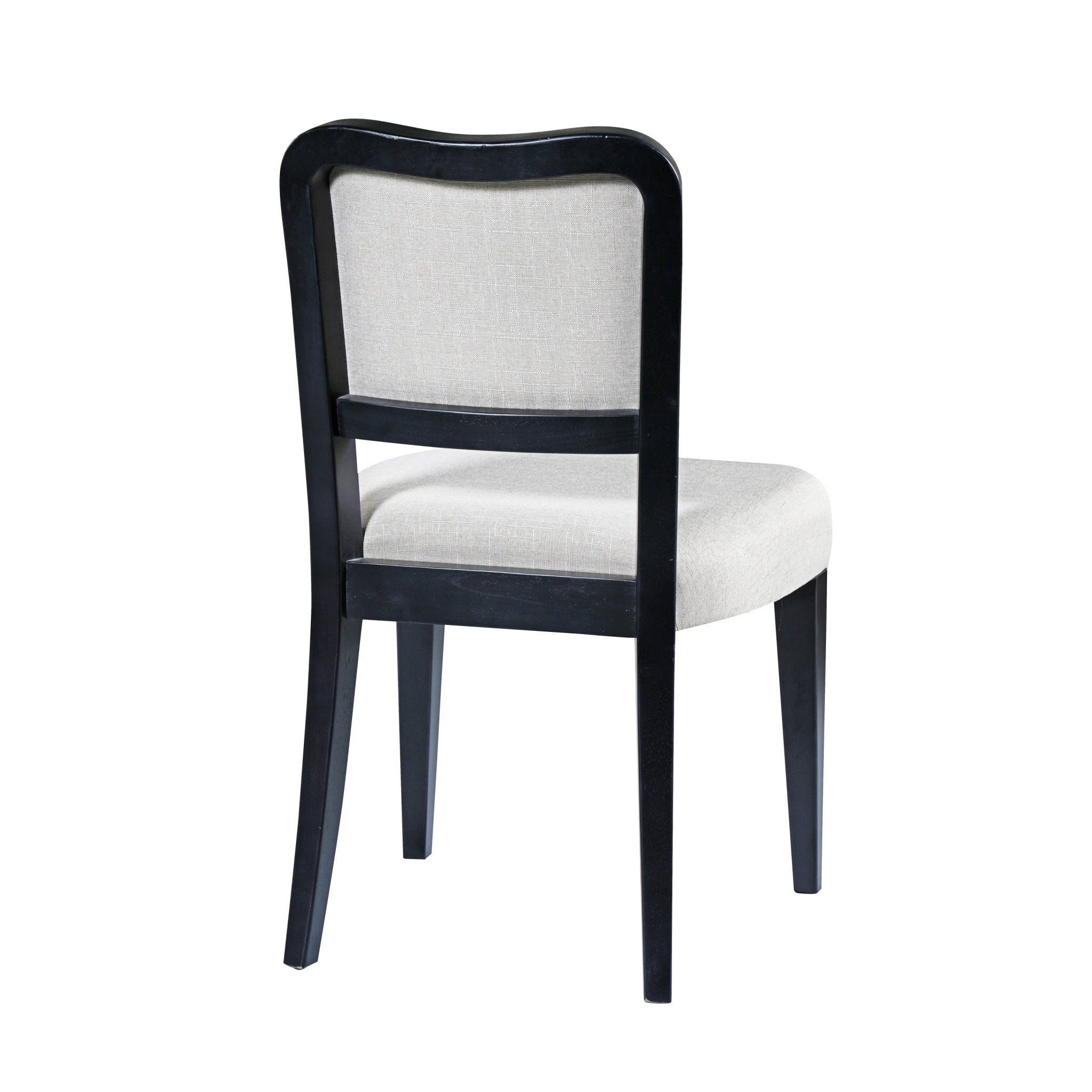 Two traditional curved black walnut veneered upholstered dining chairs（beige+black） - KiKiUMi