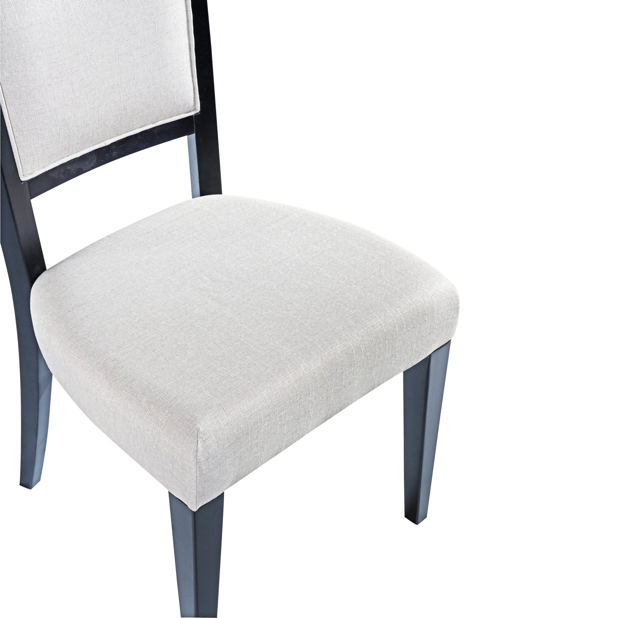 Two traditional curved black walnut veneered upholstered dining chairs（beige+black） - KiKiUMi