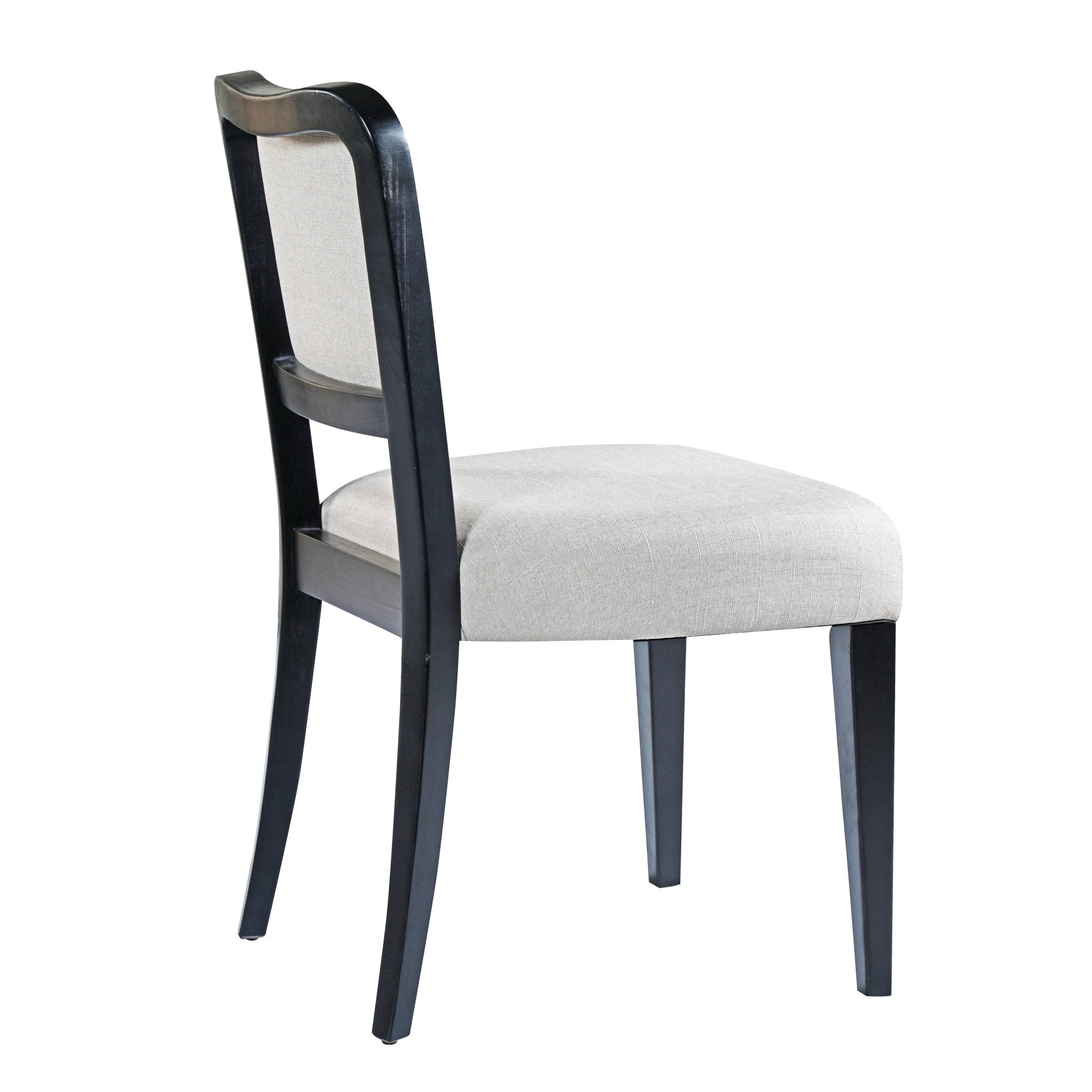 Two traditional curved black walnut veneered upholstered dining chairs（beige+black） - KiKiUMi