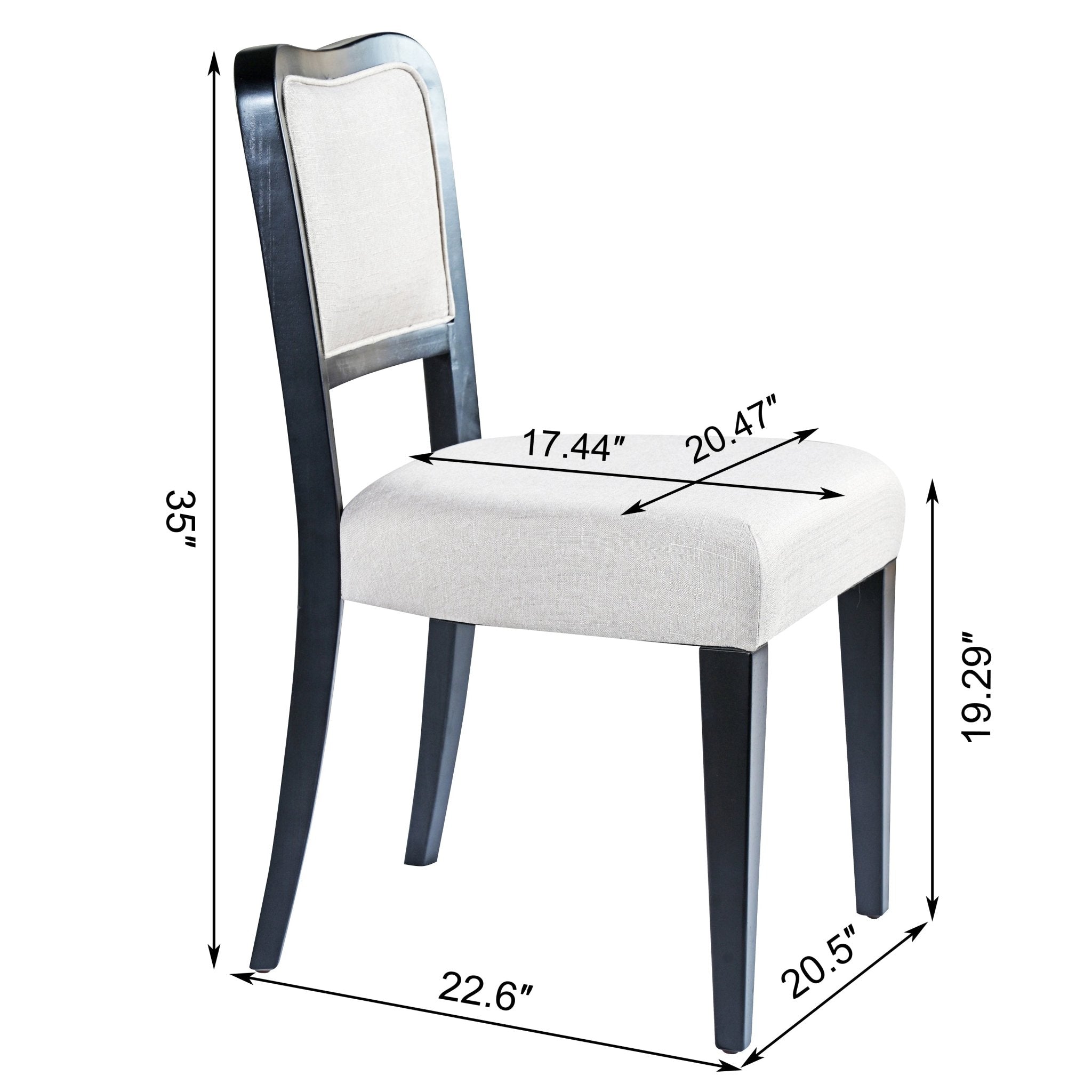 Two traditional curved black walnut veneered upholstered dining chairs（beige+black） - KiKiUMi
