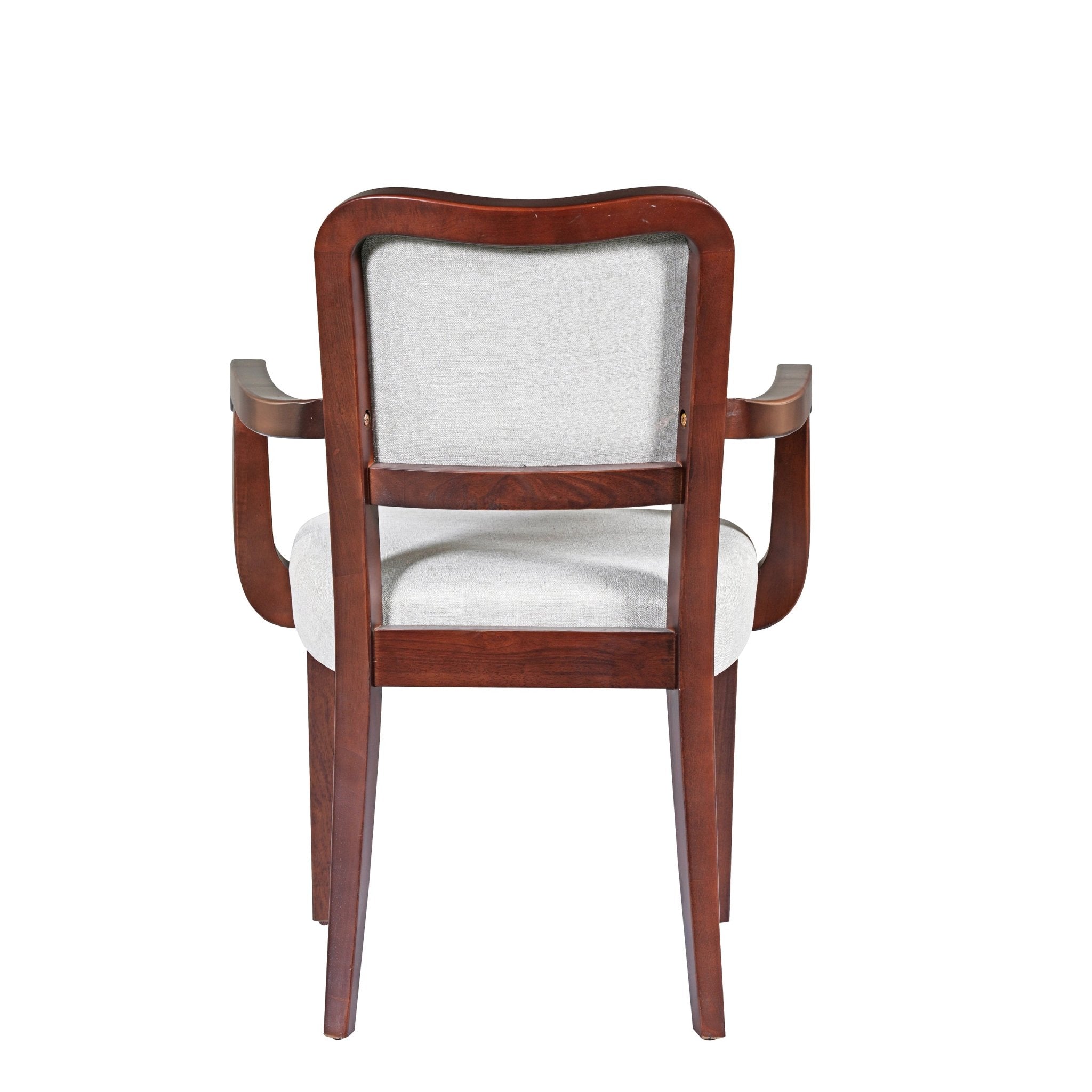 Two traditional curved walnut veneered upholstered dining chairs（beige,walnut） - KiKiUMi