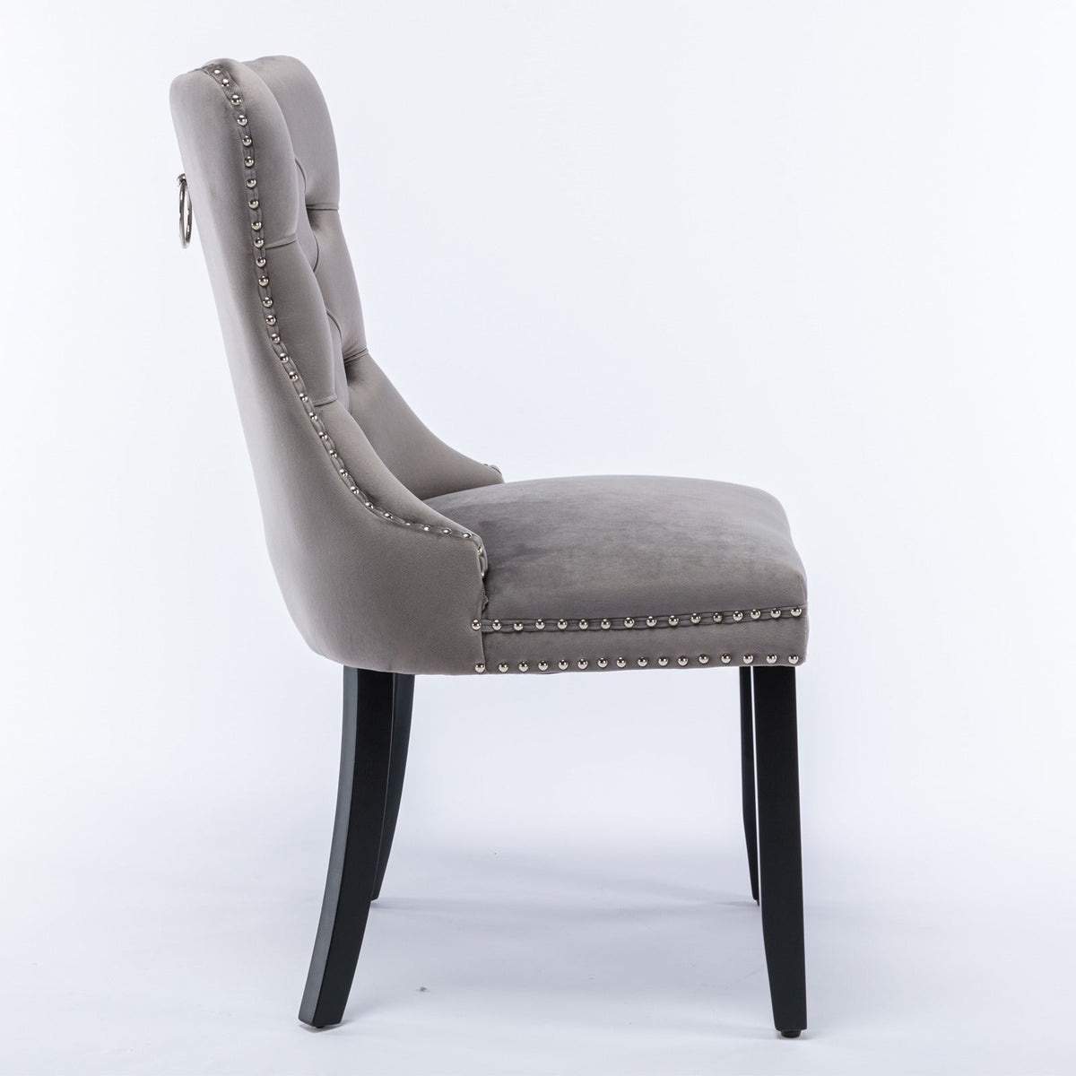 Two velvet cushioned bar stools (grey) - KiKiUMi