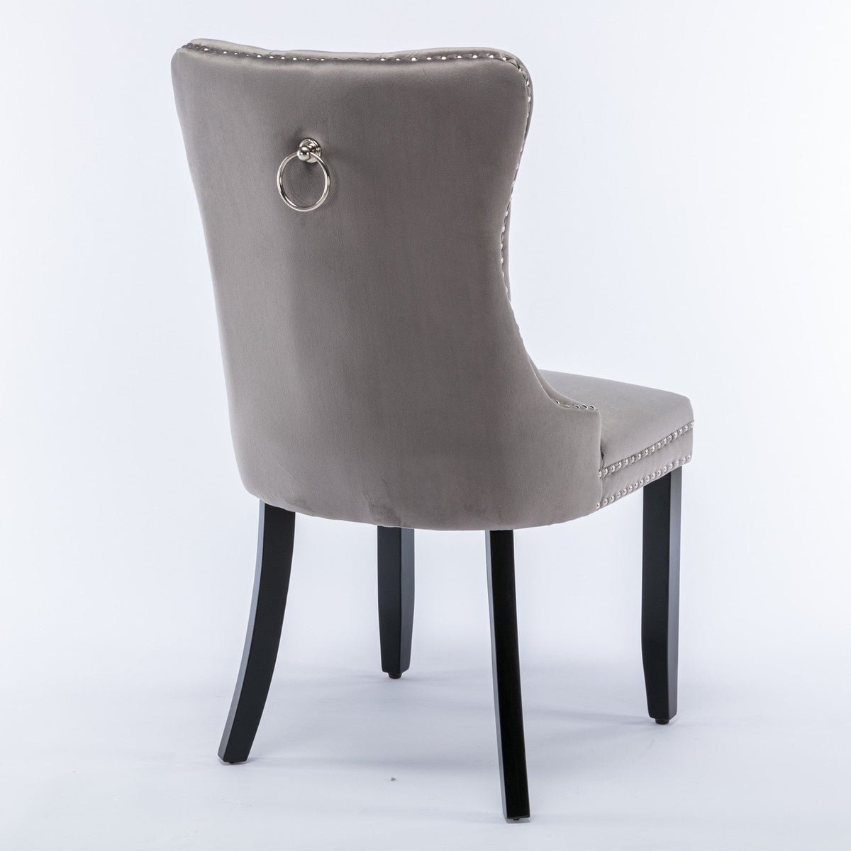 Two velvet cushioned bar stools (grey) - KiKiUMi