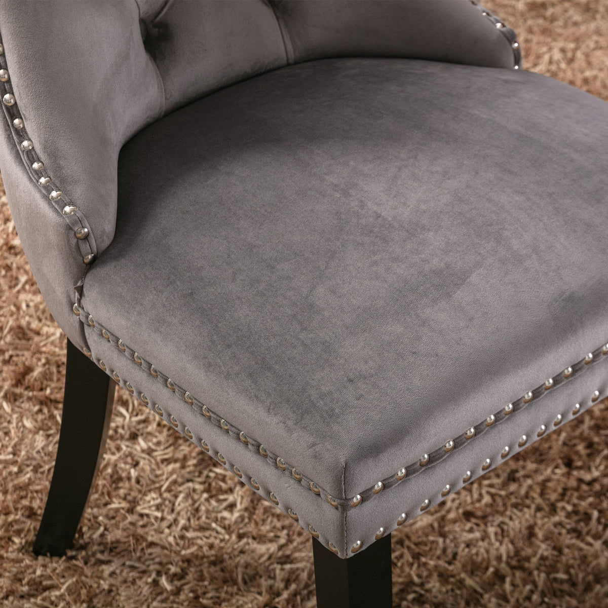 Two velvet cushioned bar stools (grey) - KiKiUMi