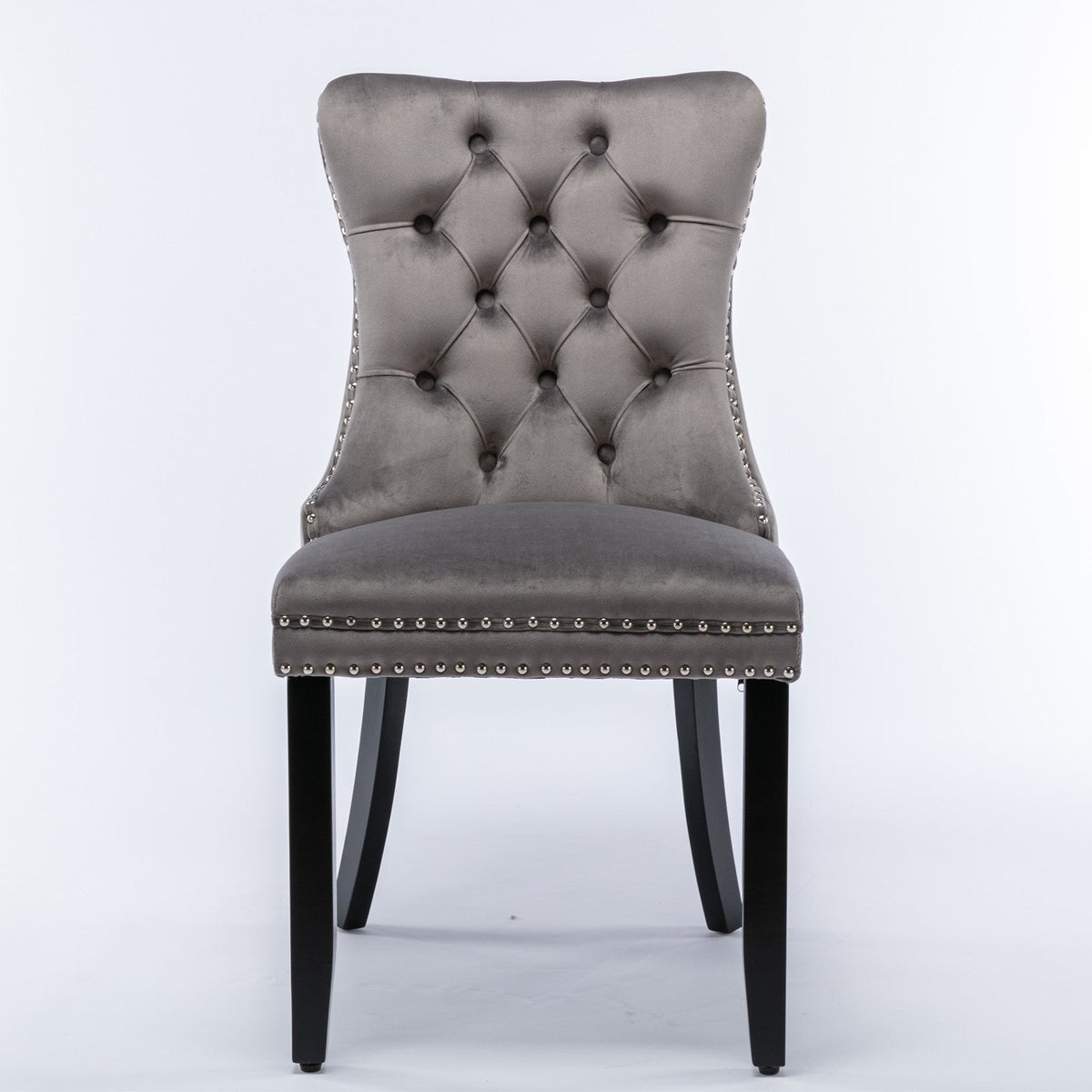 Two velvet cushioned bar stools (grey) - KiKiUMi