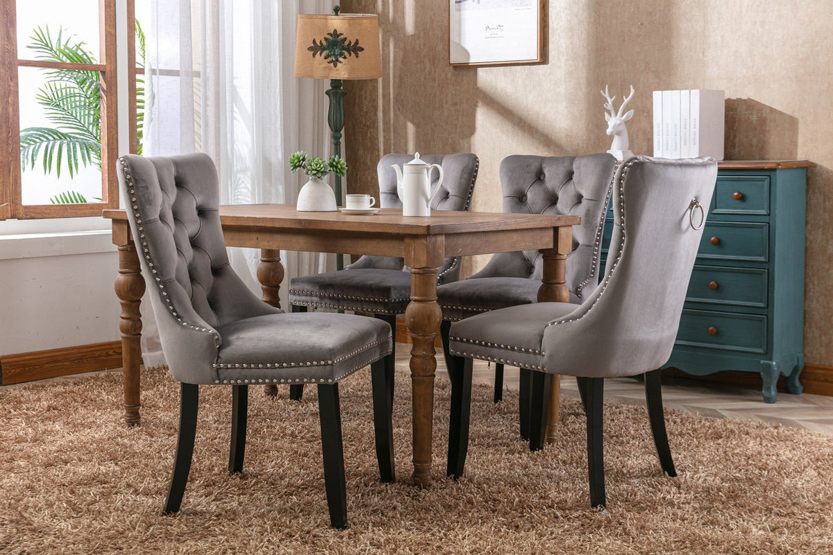 Two velvet cushioned bar stools (grey) - KiKiUMi