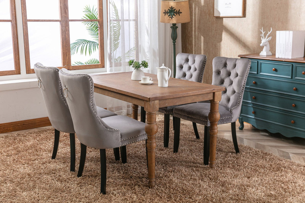 Two velvet cushioned bar stools (grey) - KiKiUMi