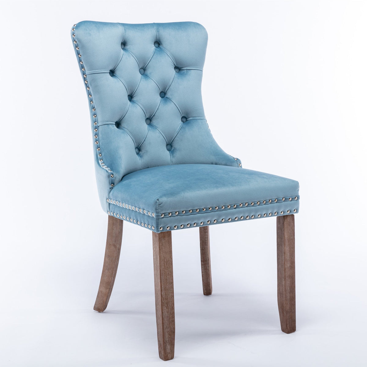 Two velvet cushioned bar stools (light blue) - KiKiUMi
