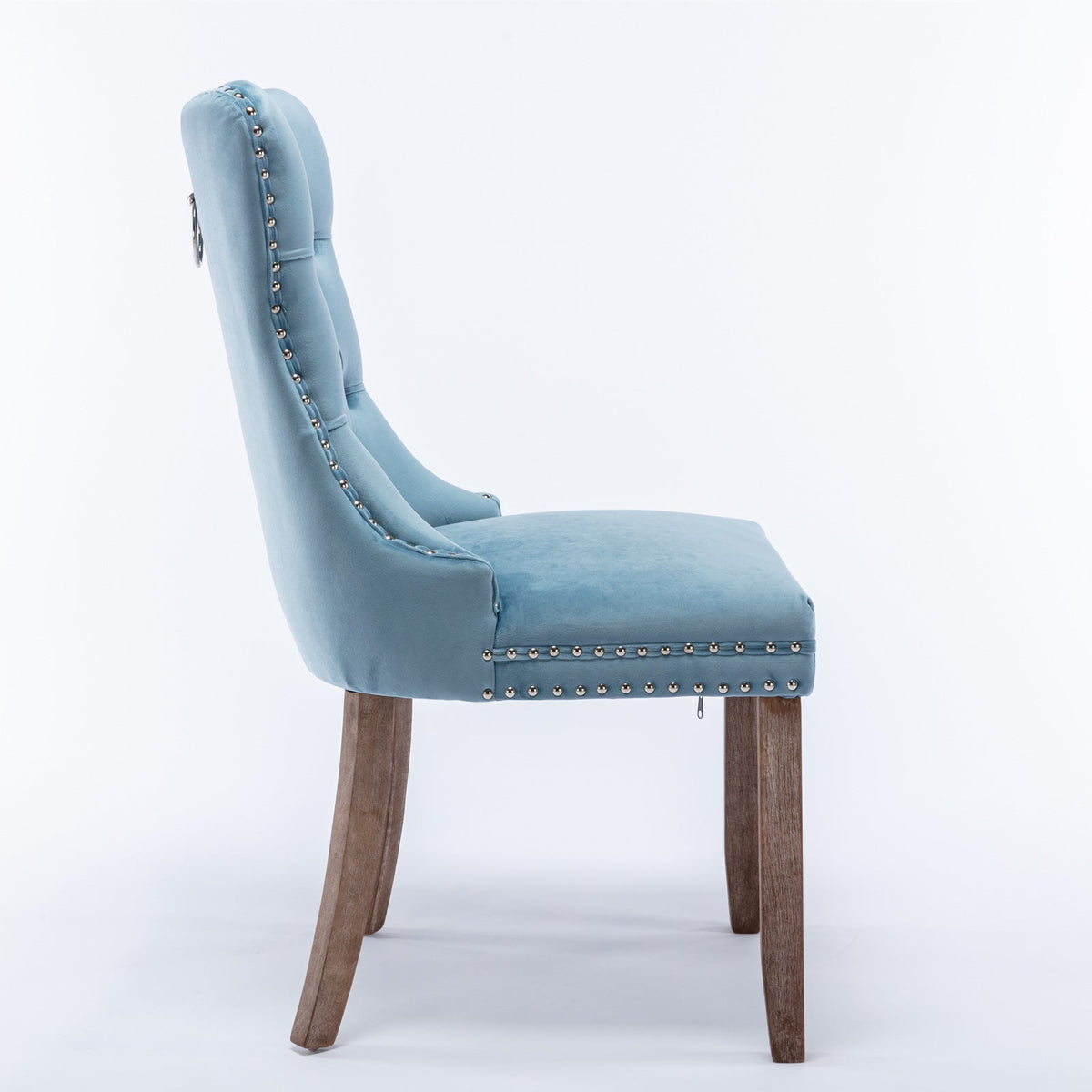 Two velvet cushioned bar stools (light blue) - KiKiUMi