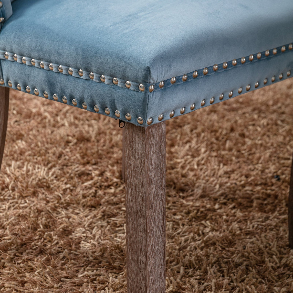 Two velvet cushioned bar stools (light blue) - KiKiUMi
