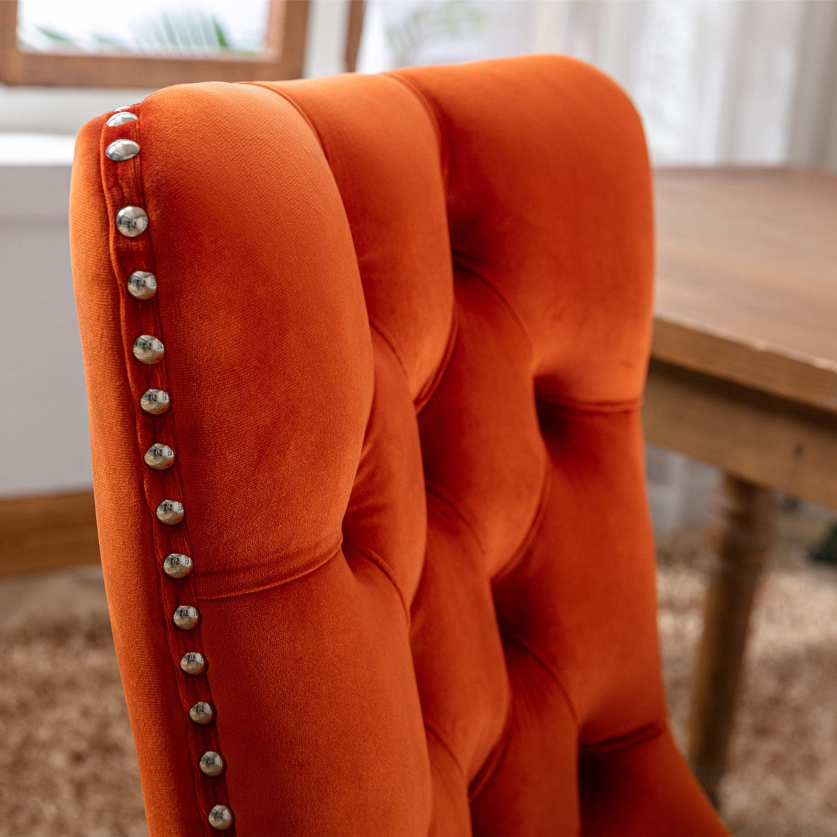 Two velvet cushioned bar stools (orange) - KiKiUMi