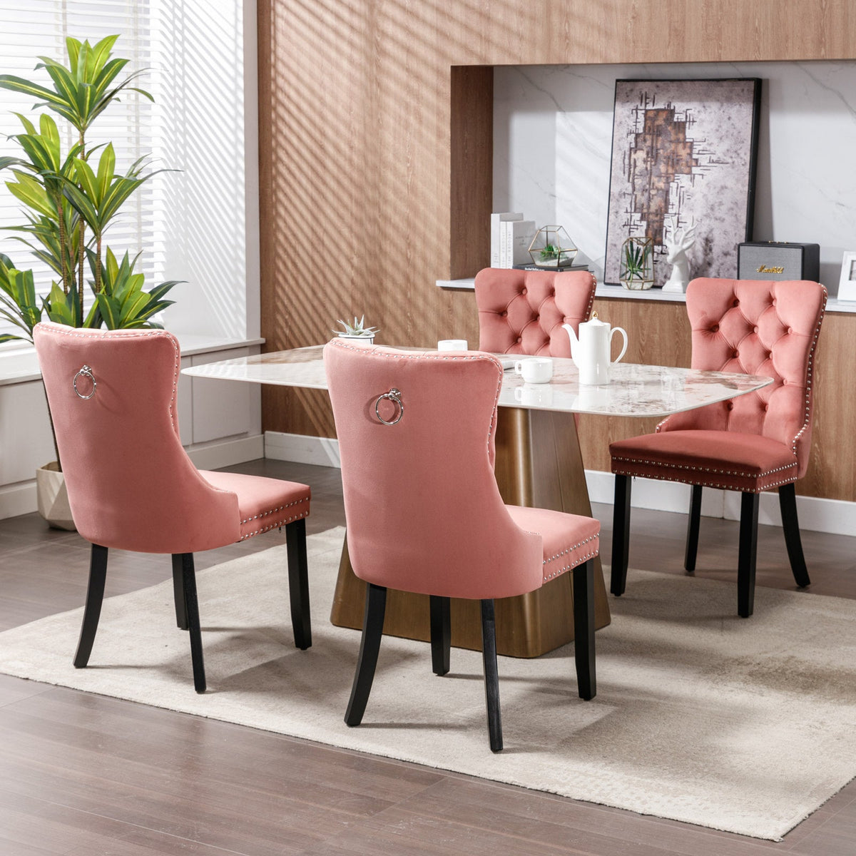 Two velvet cushioned bar stools (pink) - KiKiUMi